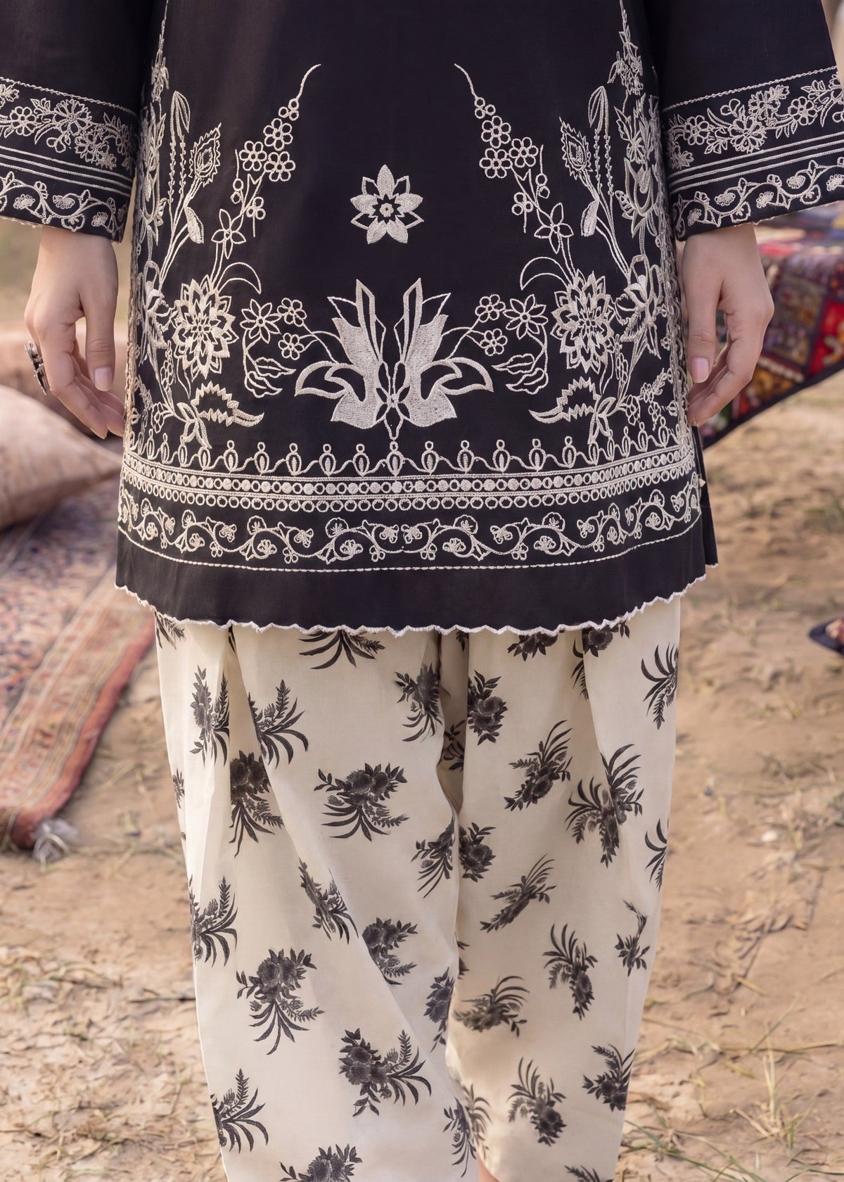 Lawn Kurta Set in Black