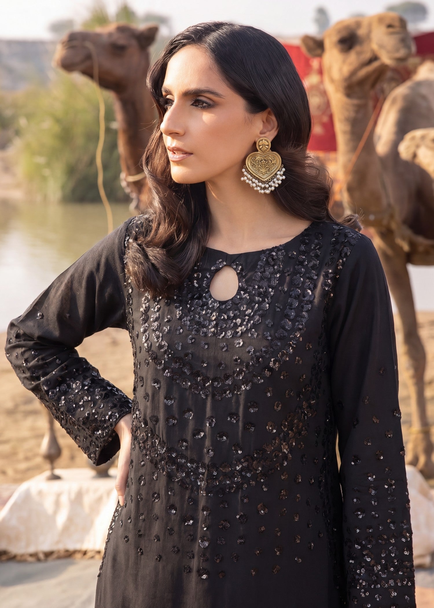 Lawn Kurta Set in Black