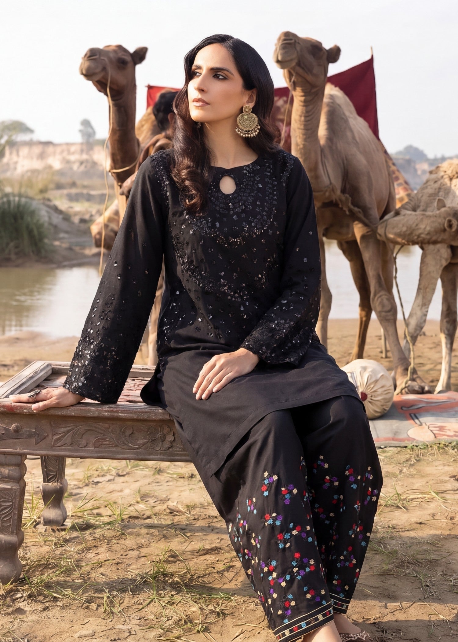 Lawn Kurta Set in Black
