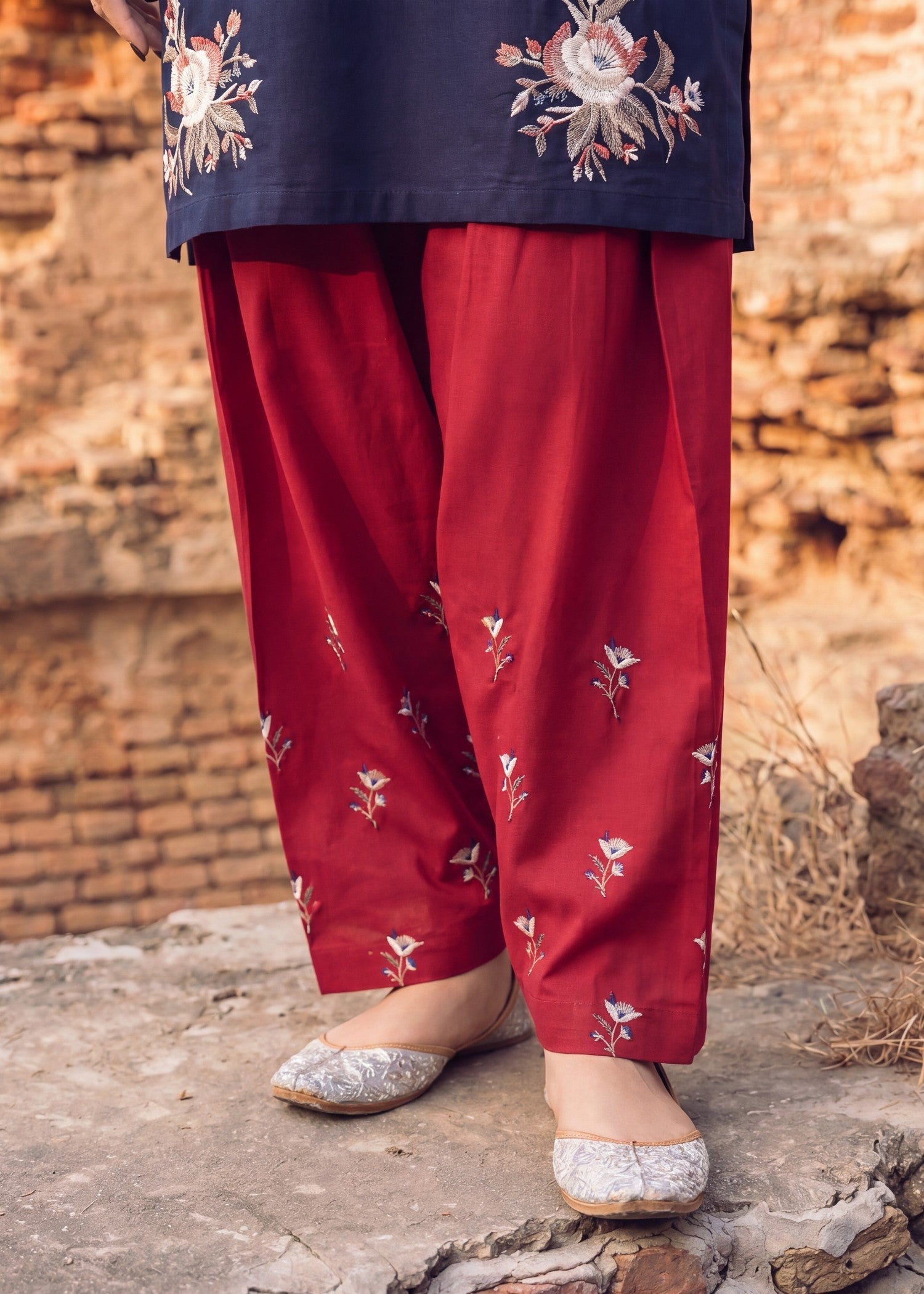 Lawn Kurta Set in Navy blue