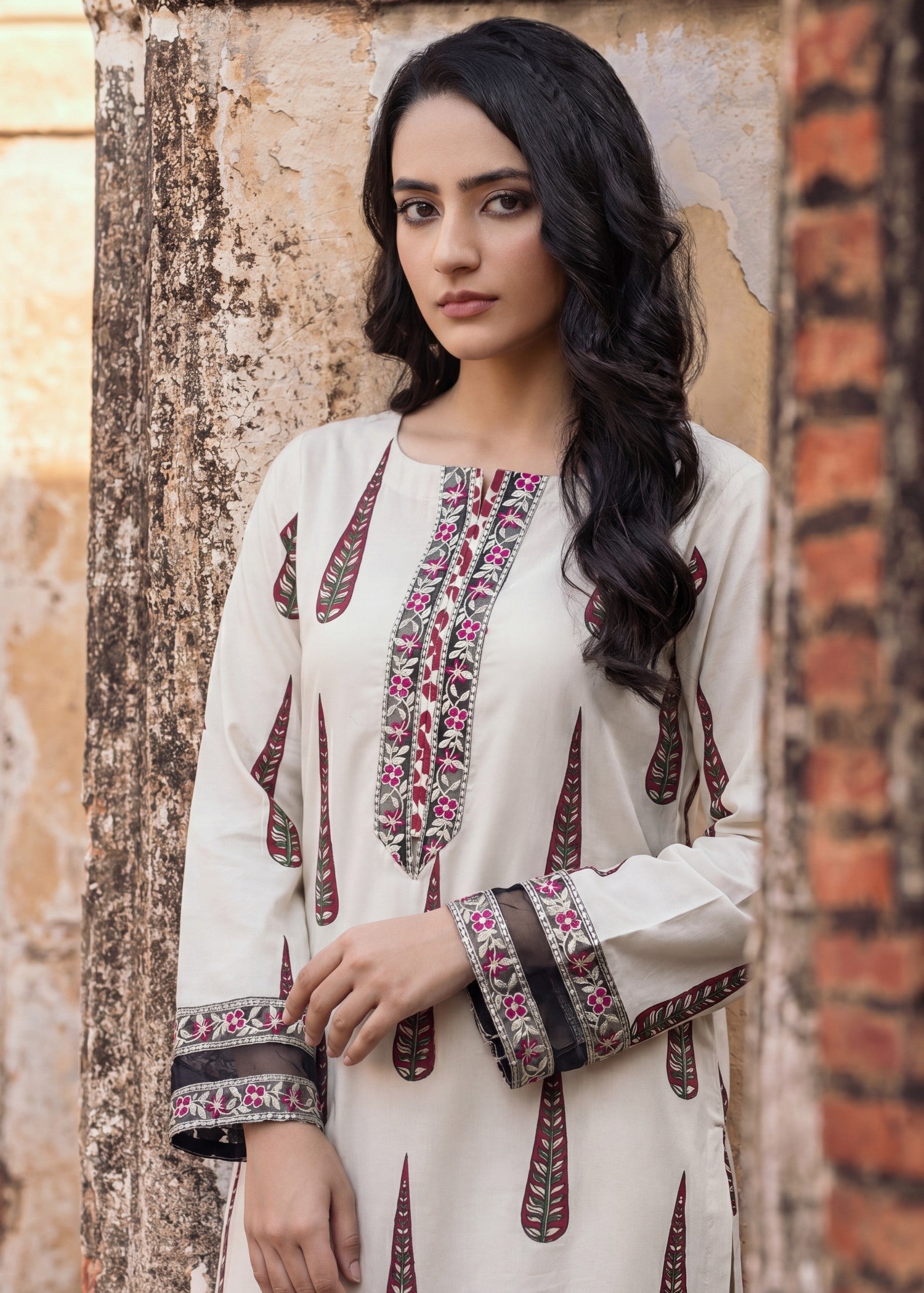 Lawn Kurta Set in Beige