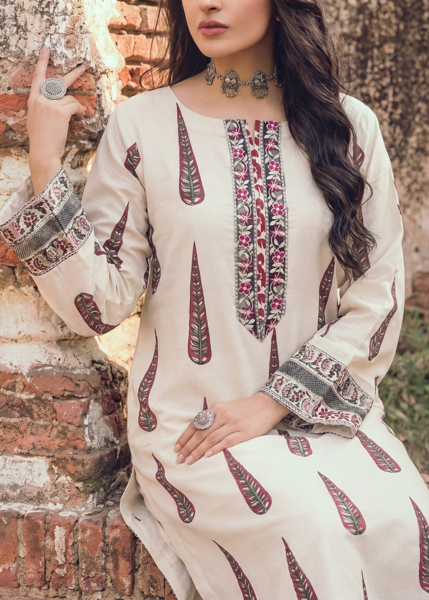 Lawn Kurta Set in Beige