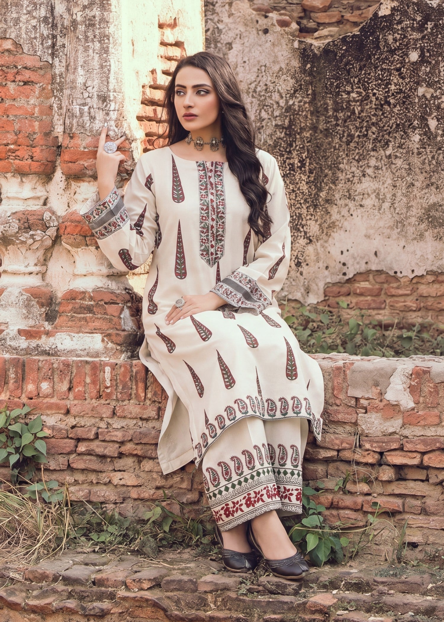 Lawn Kurta Set in Beige