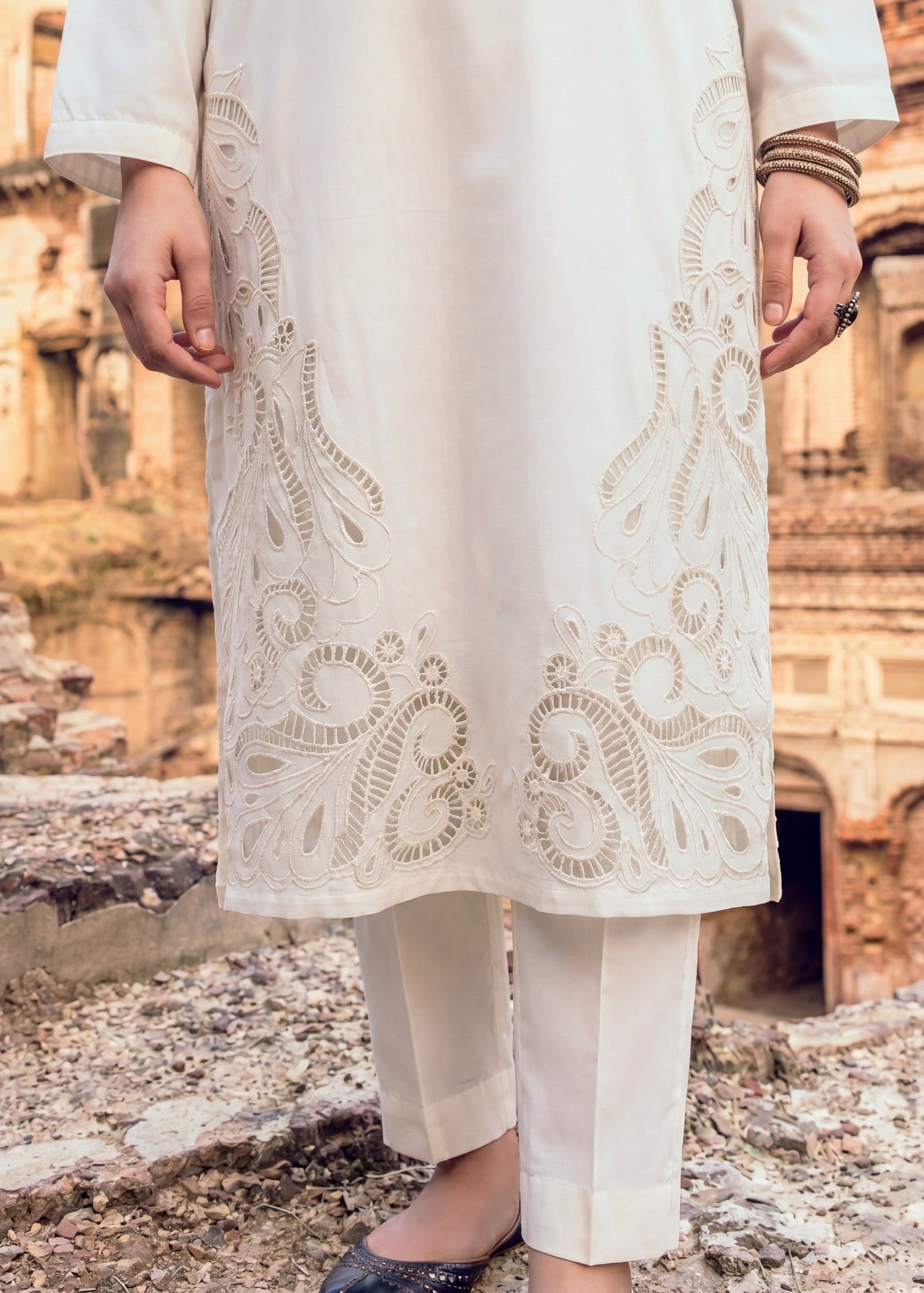 Lawn Kurta Set in Pearl white