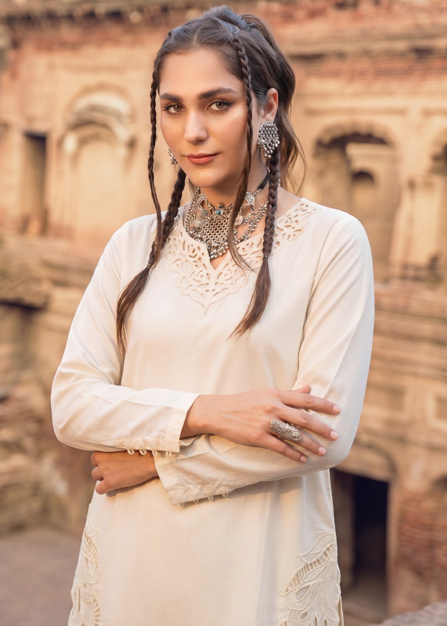 Lawn Kurta Set in Pearl white
