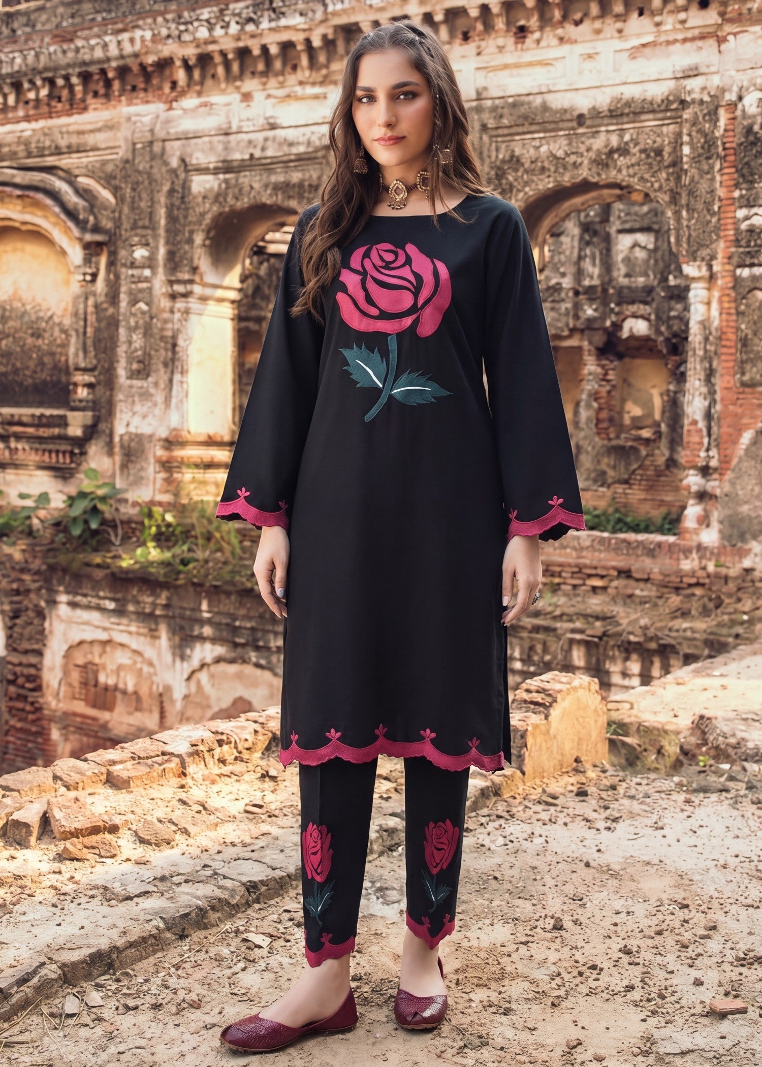 Lawn Kurta Set in Black