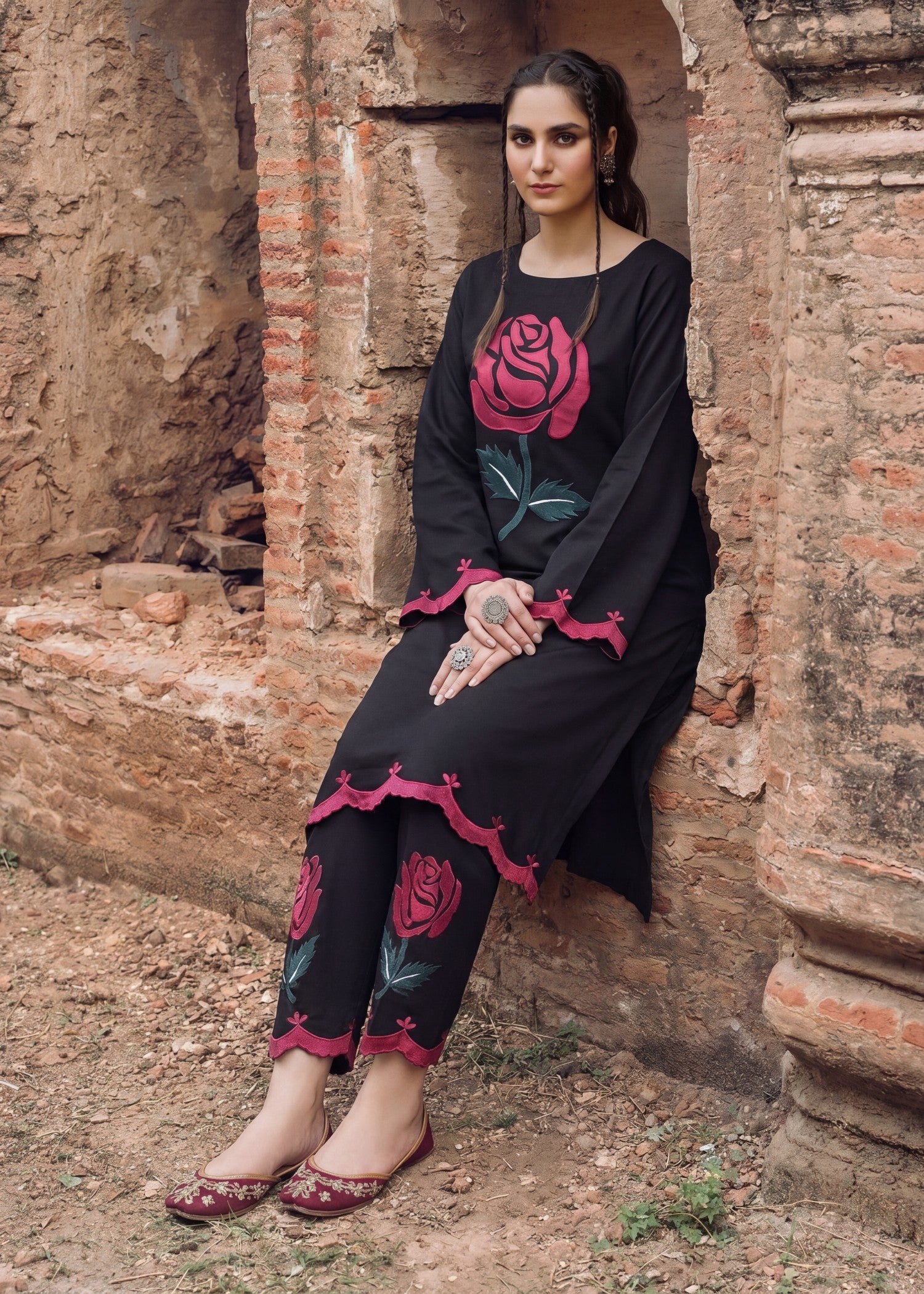 Lawn Kurta Set in Black