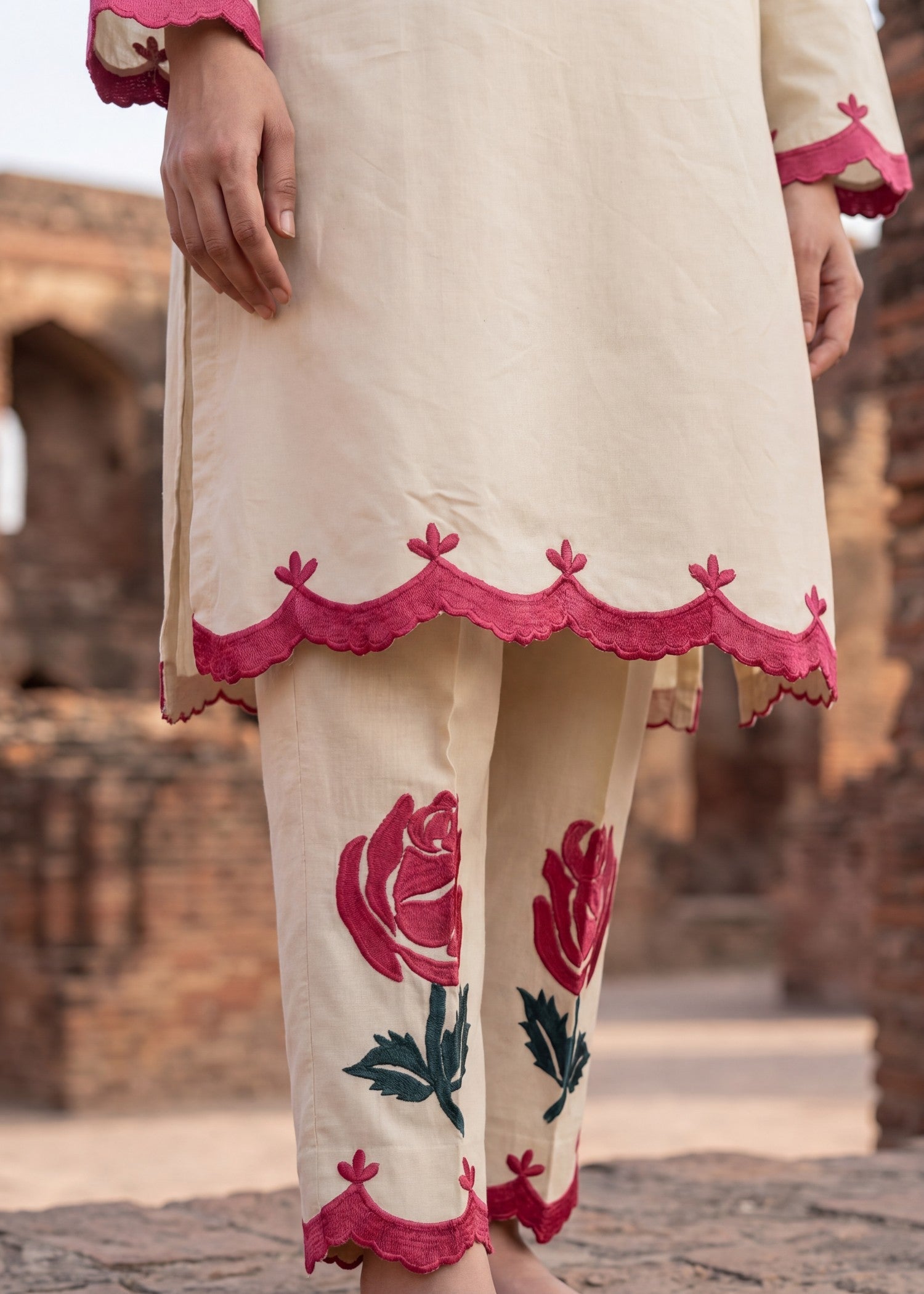 Lawn Kurta Set in Beige