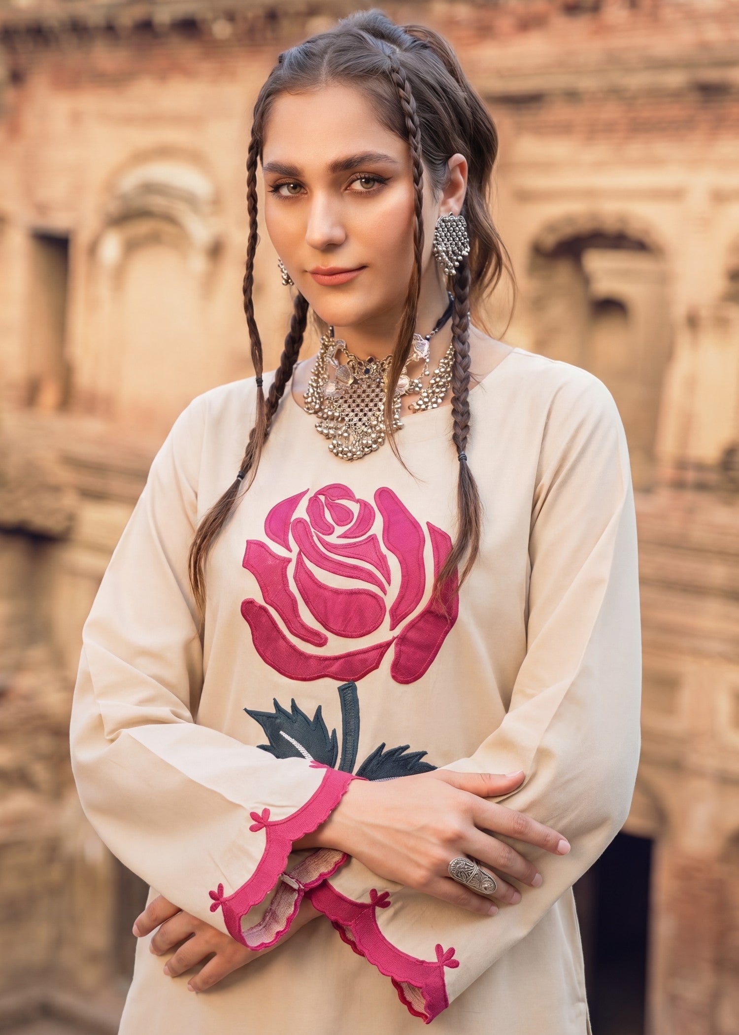 Lawn Kurta Set in Beige