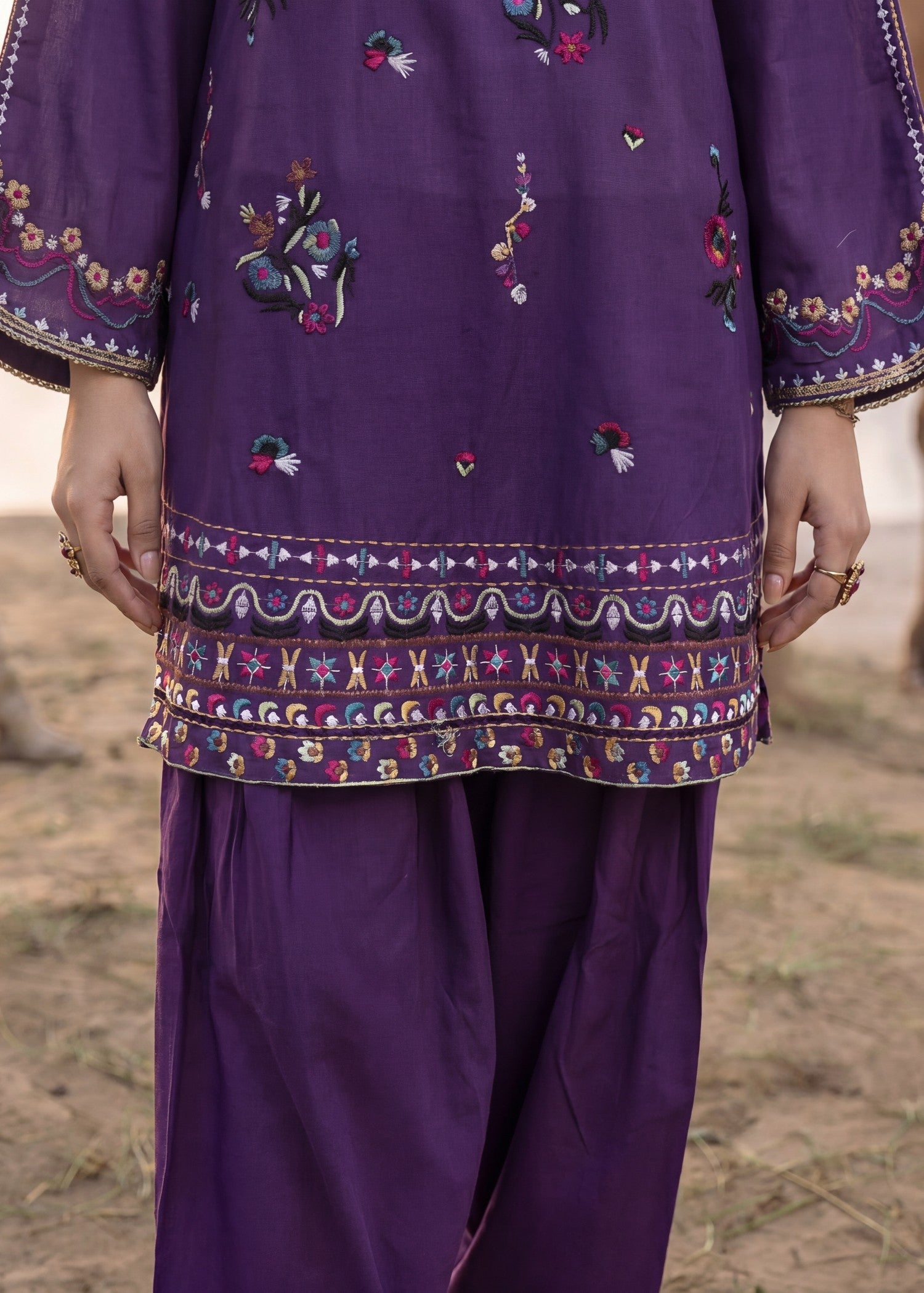Lawn Kurta Set in Purple