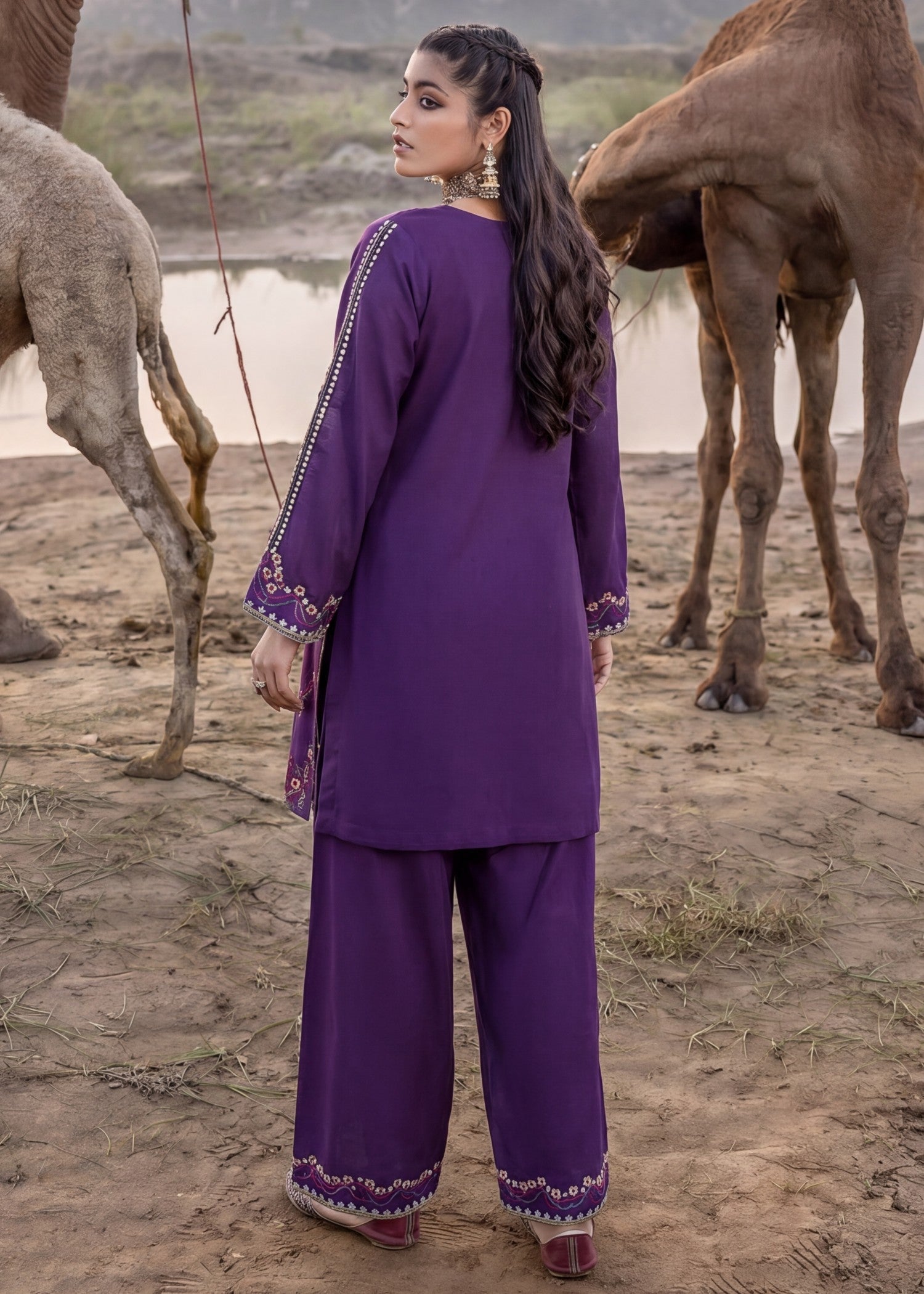 Lawn Kurta Set in Purple