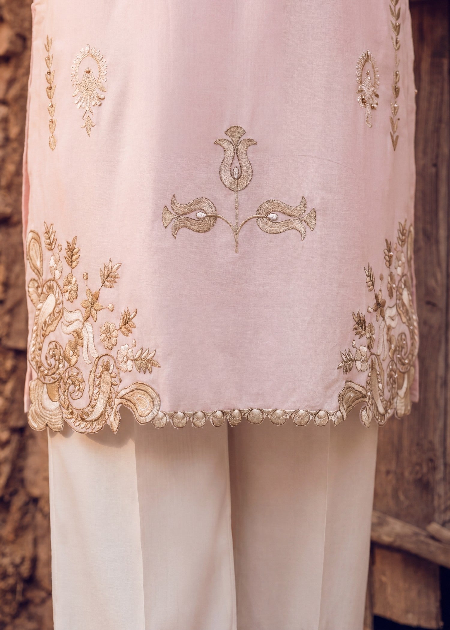 Lawn Kurta Set in Blush pink