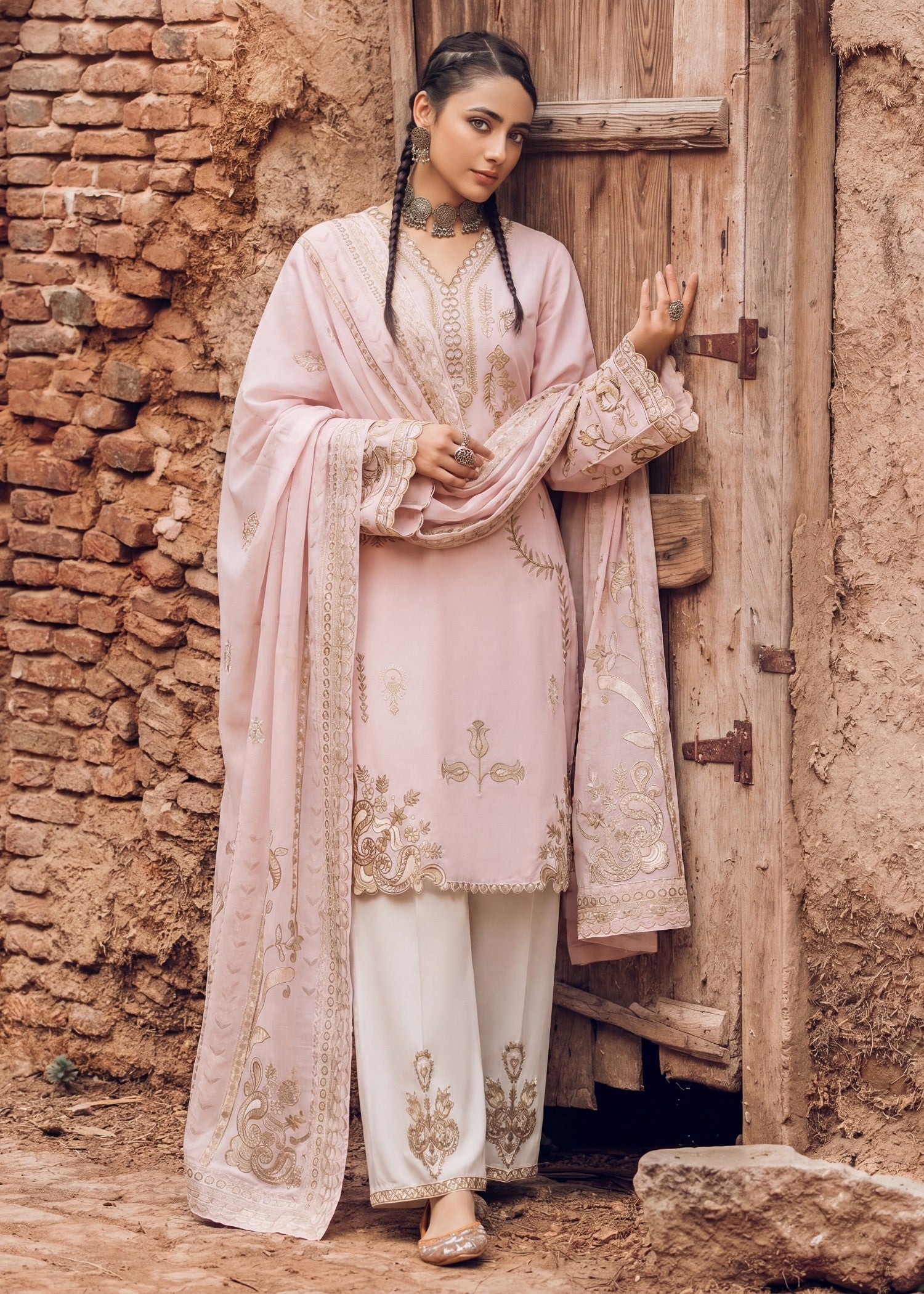 Lawn Kurta Set in Blush pink