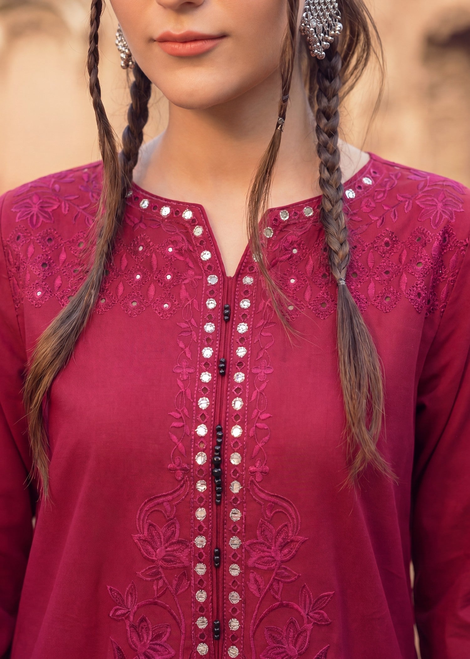 Lawn Kurta Set in Cardinal red