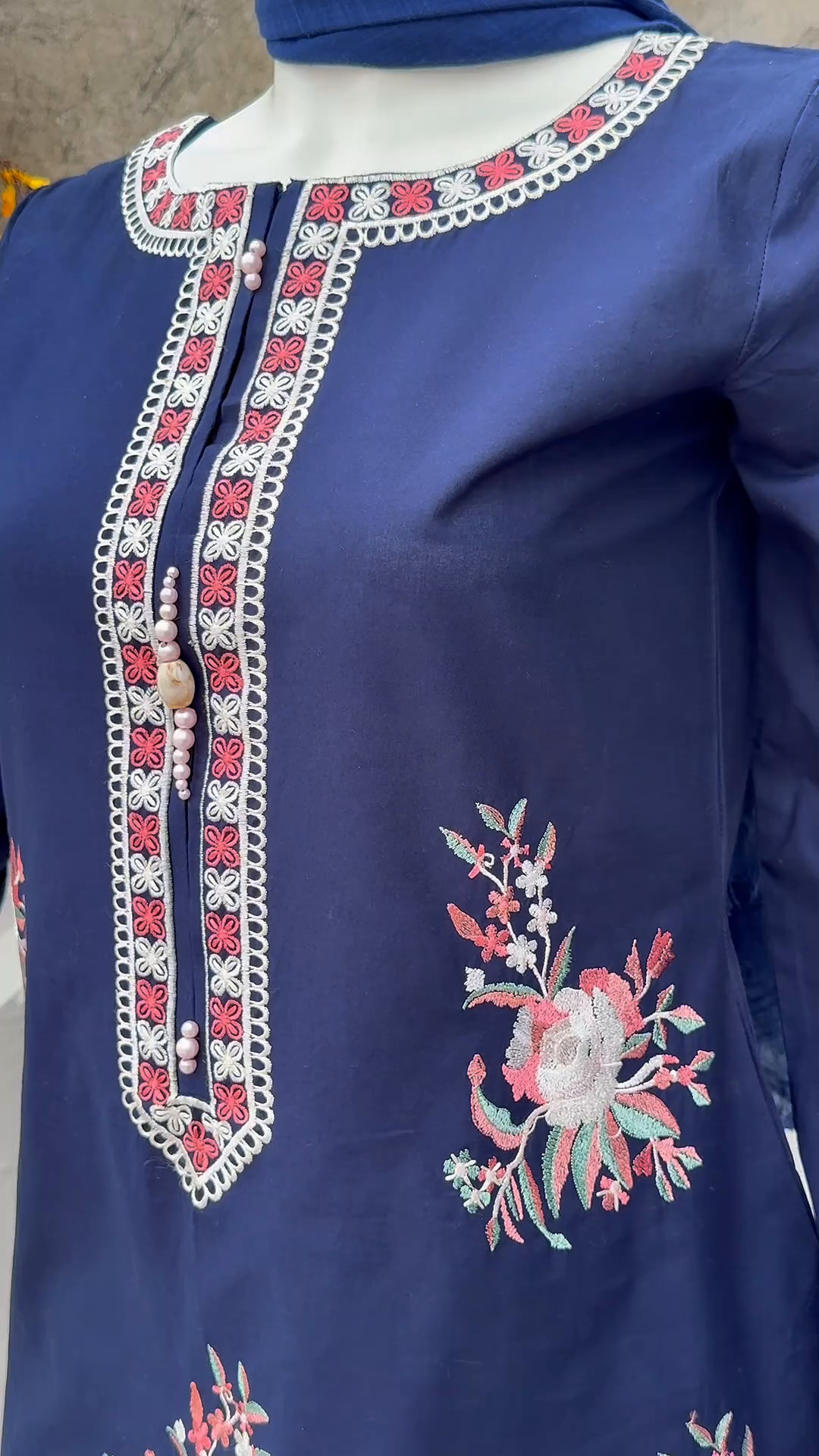 Lawn Kurta Set in Navy blue
