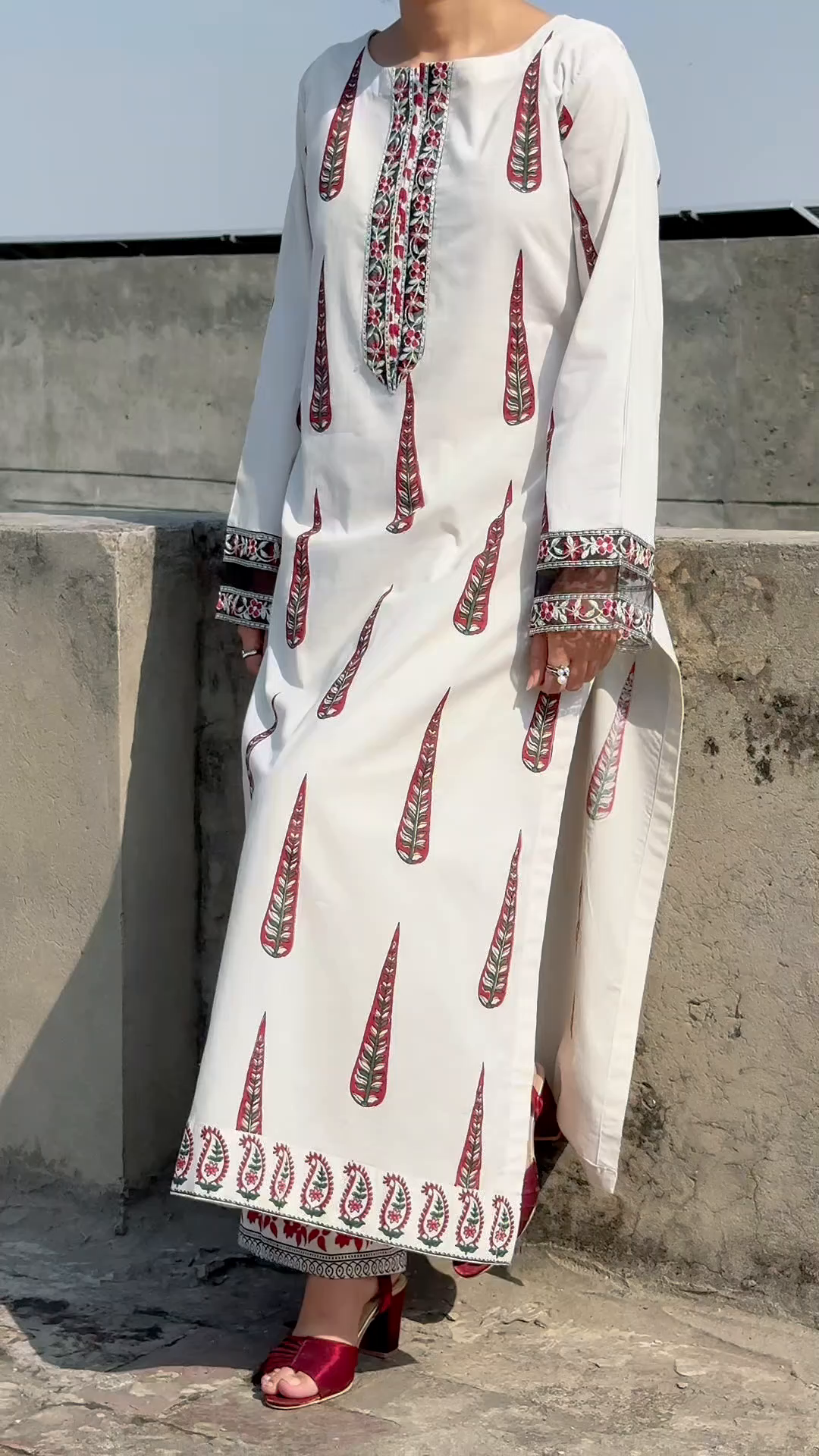 Lawn Kurta Set in Beige