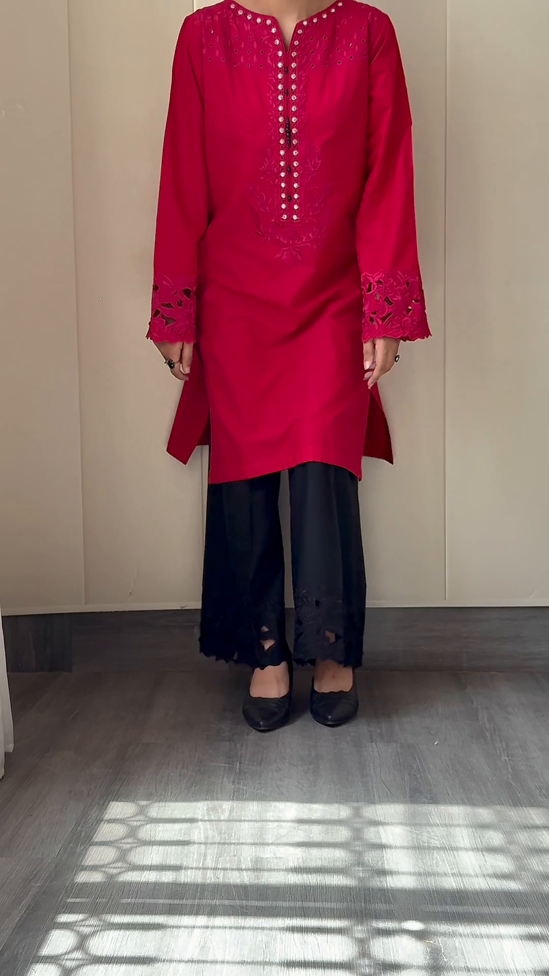 Lawn Kurta Set in Cardinal red