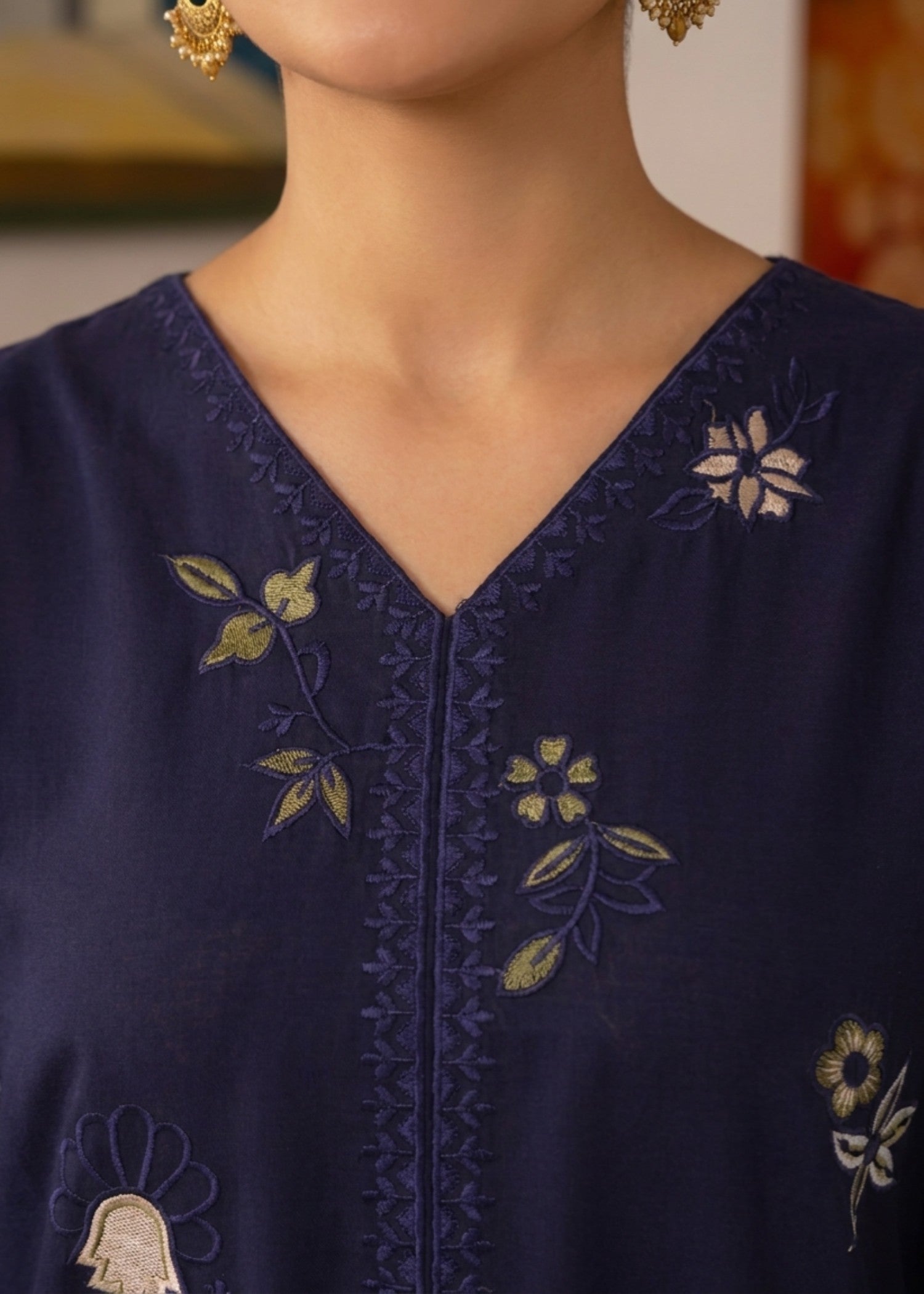 Lawn Kurta Set in Navy blue