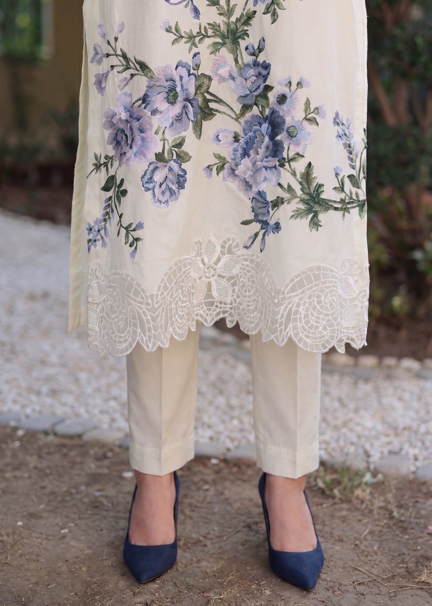 Lawn Kurta Set in White