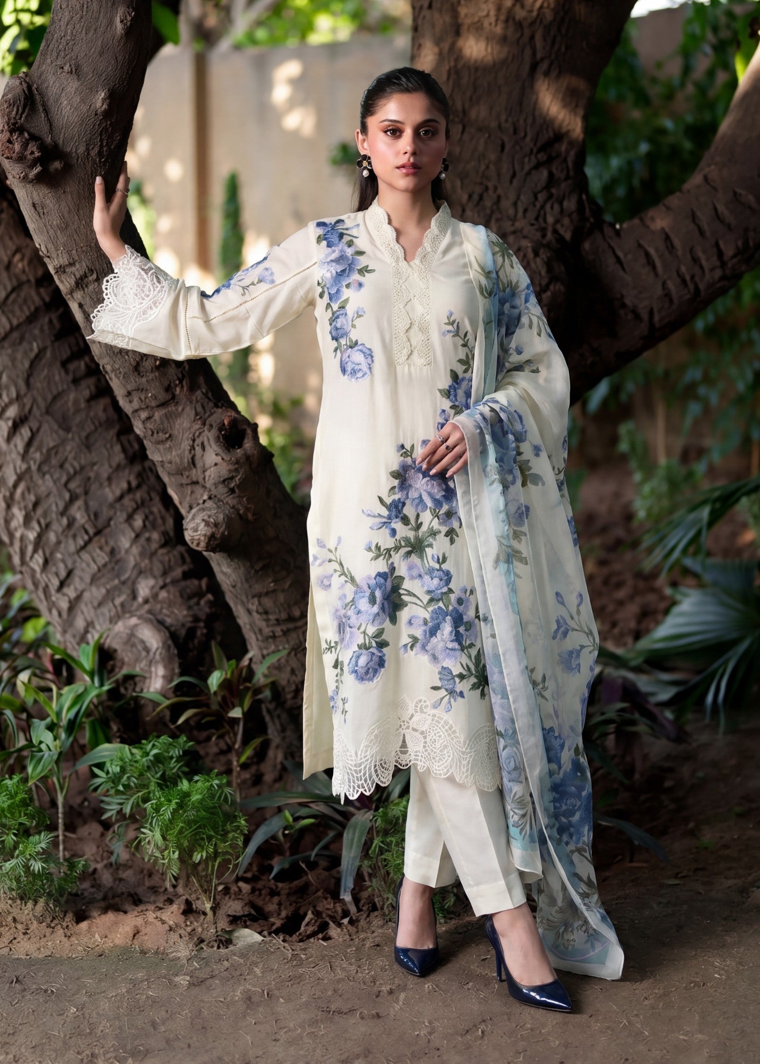 Lawn Kurta Set in White
