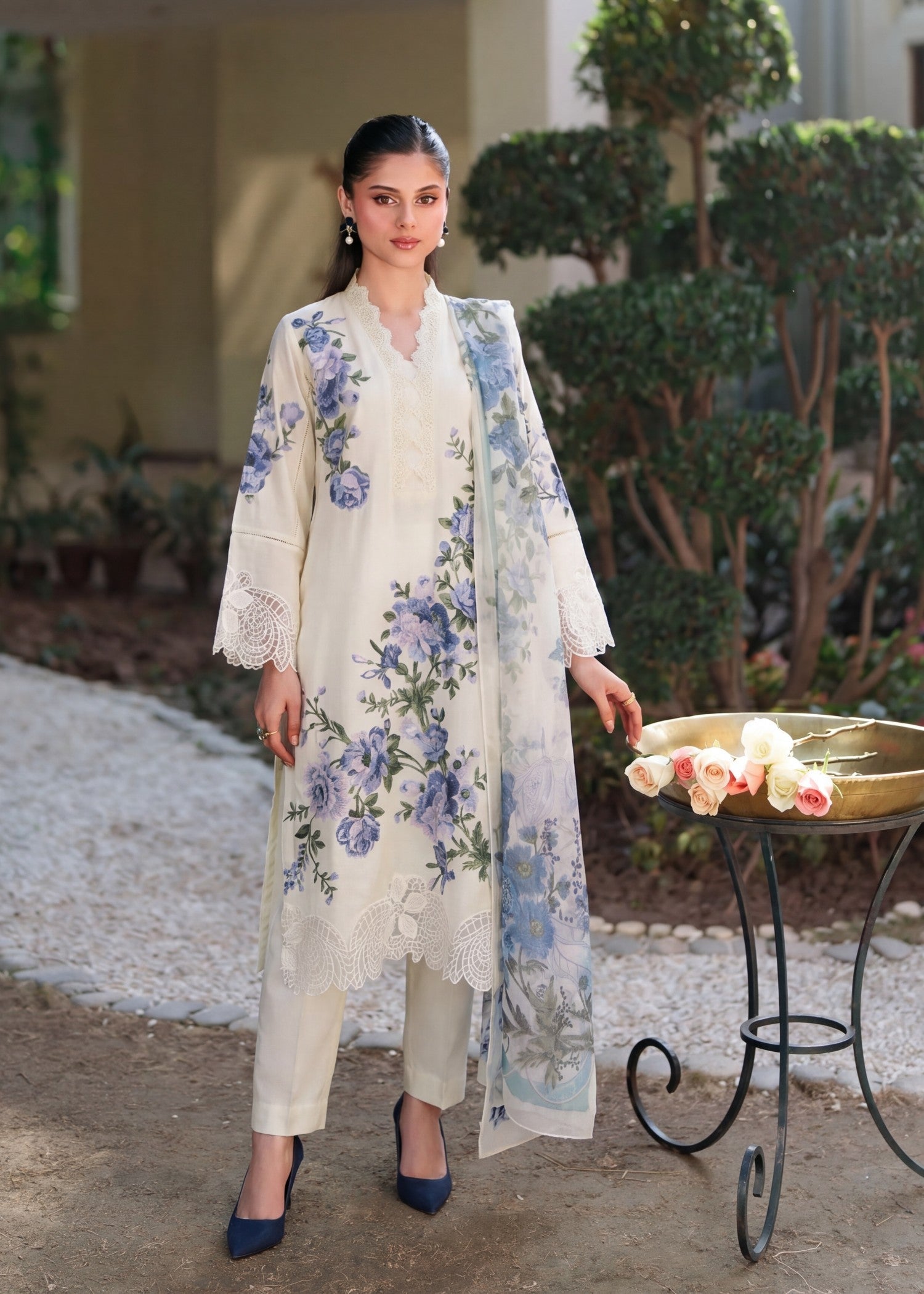 Lawn Kurta Set in White