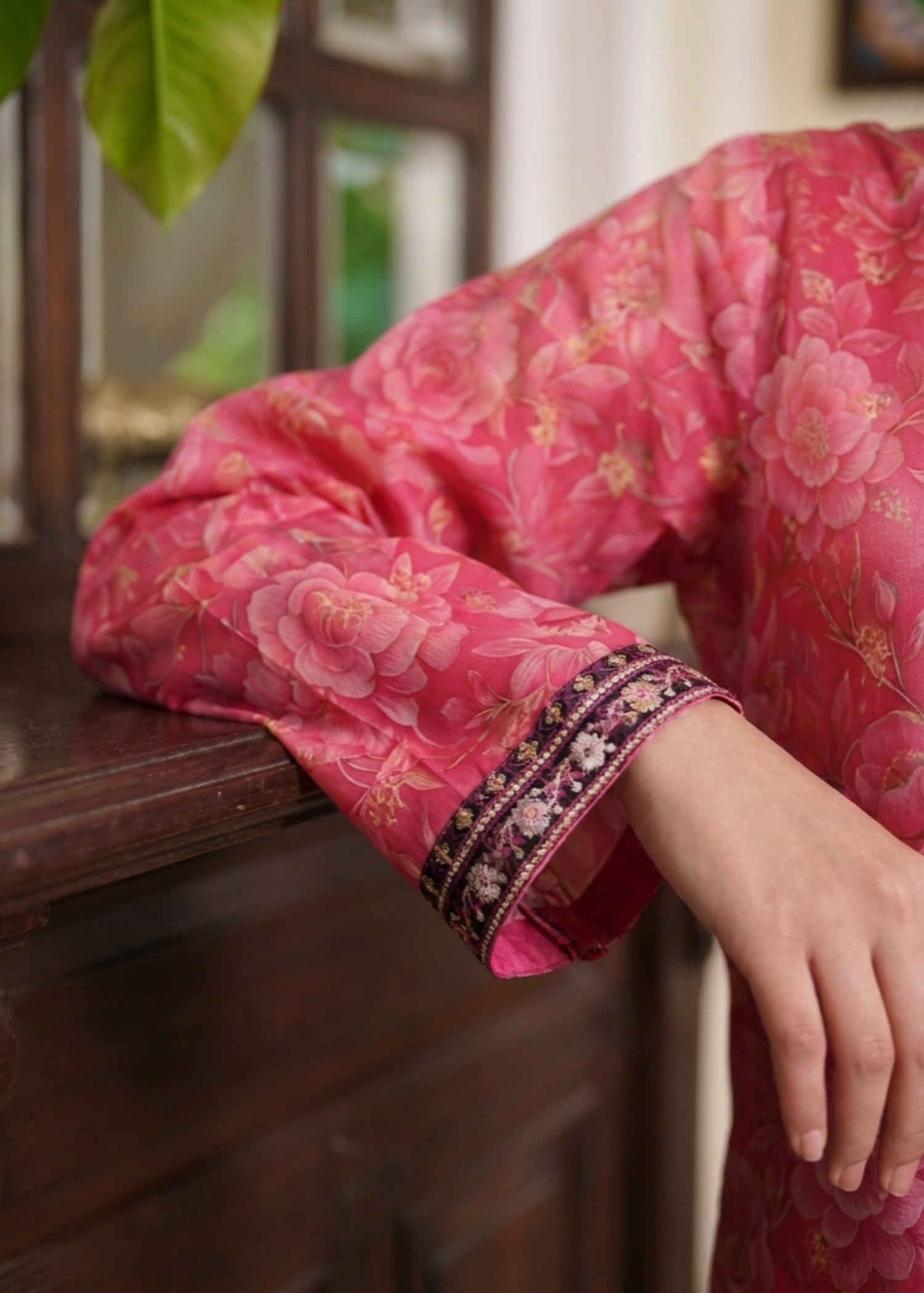 Lawn Kurta Set in Cherry red