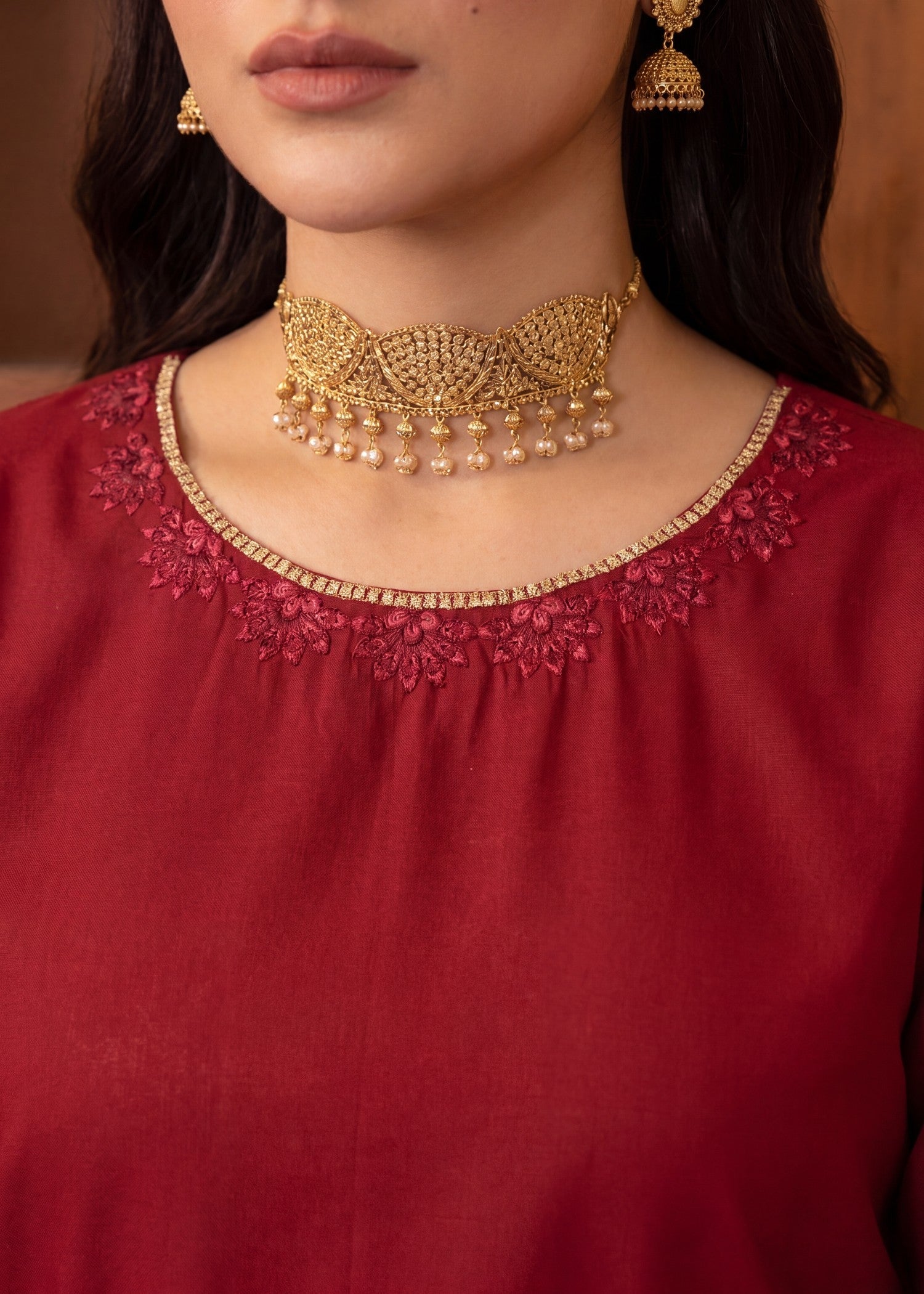 Lawn Gharara in Maroon