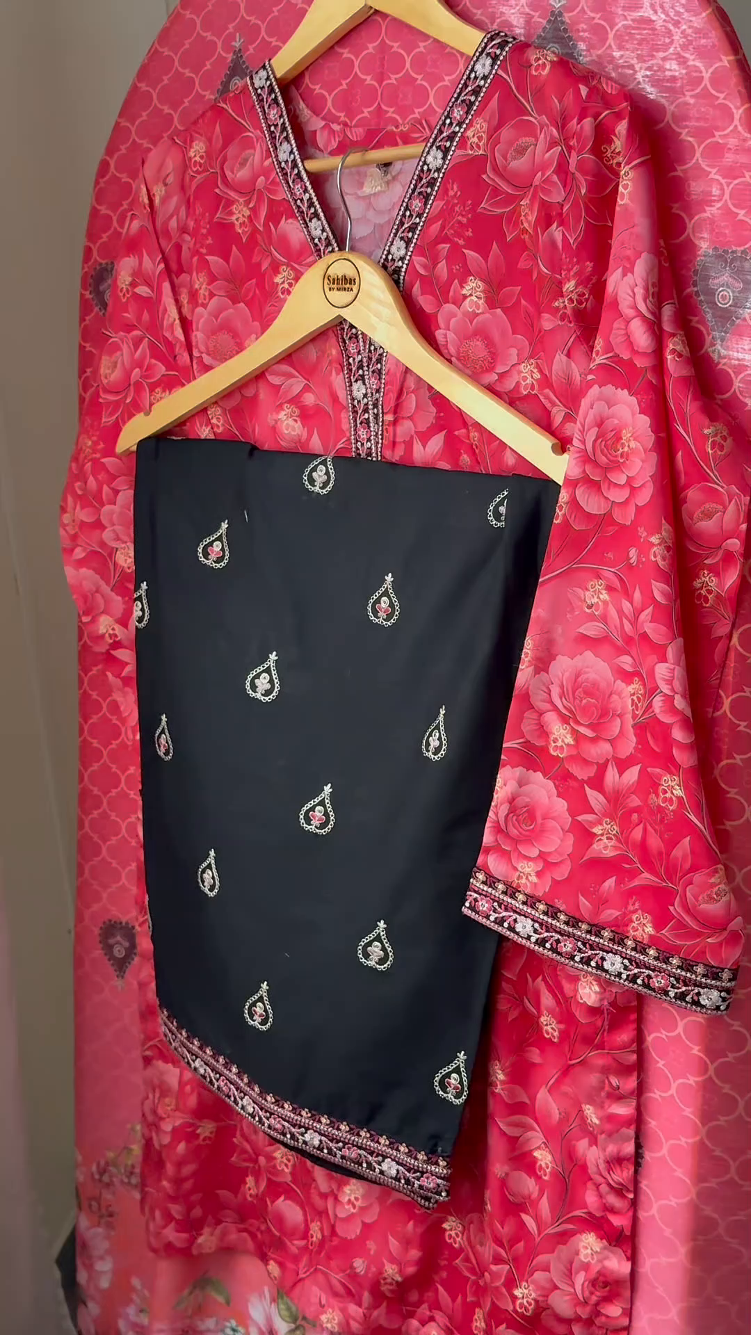 Lawn Kurta Set in Cherry red