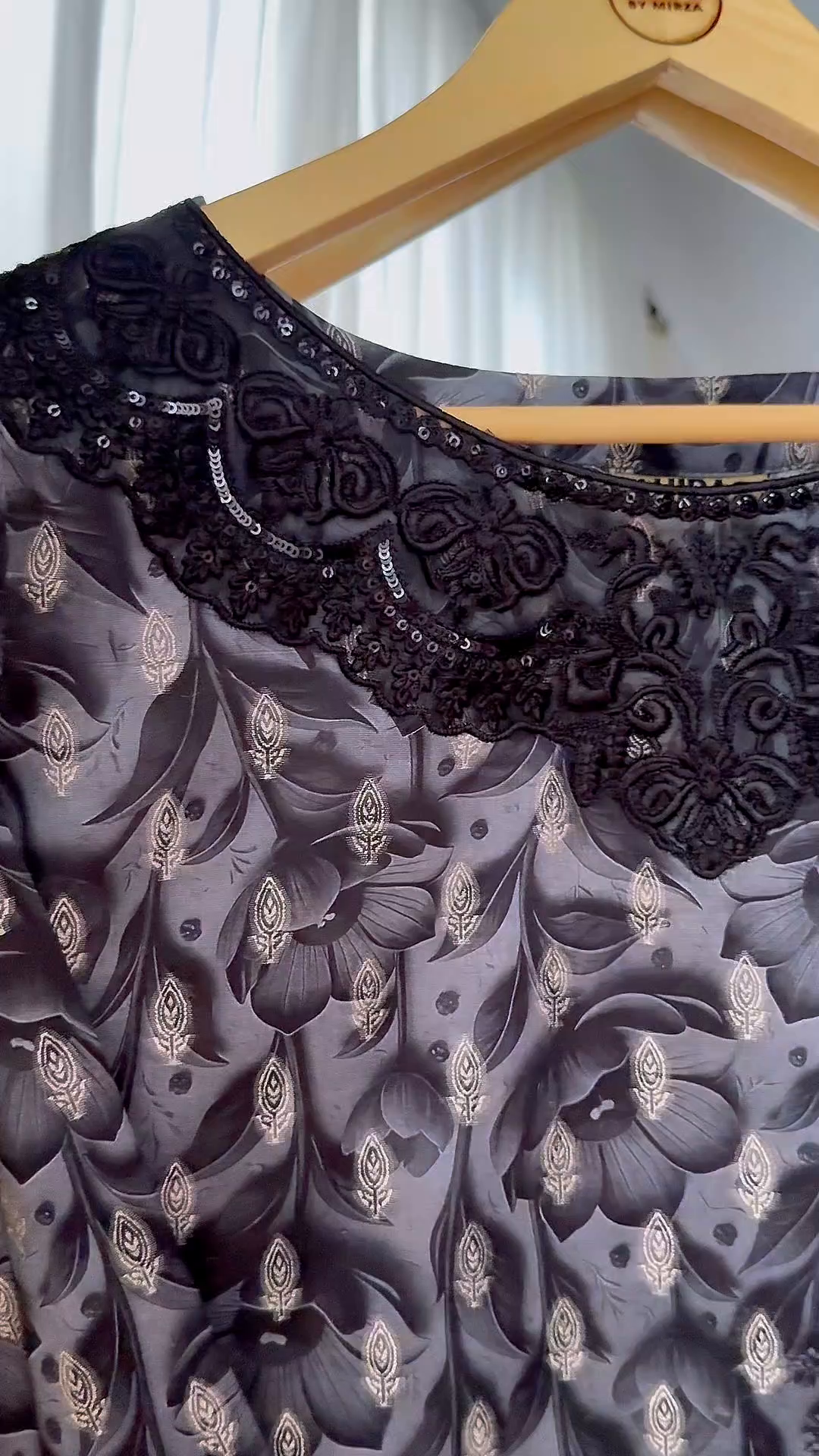 Lawn Kurta Set in Charcoal black