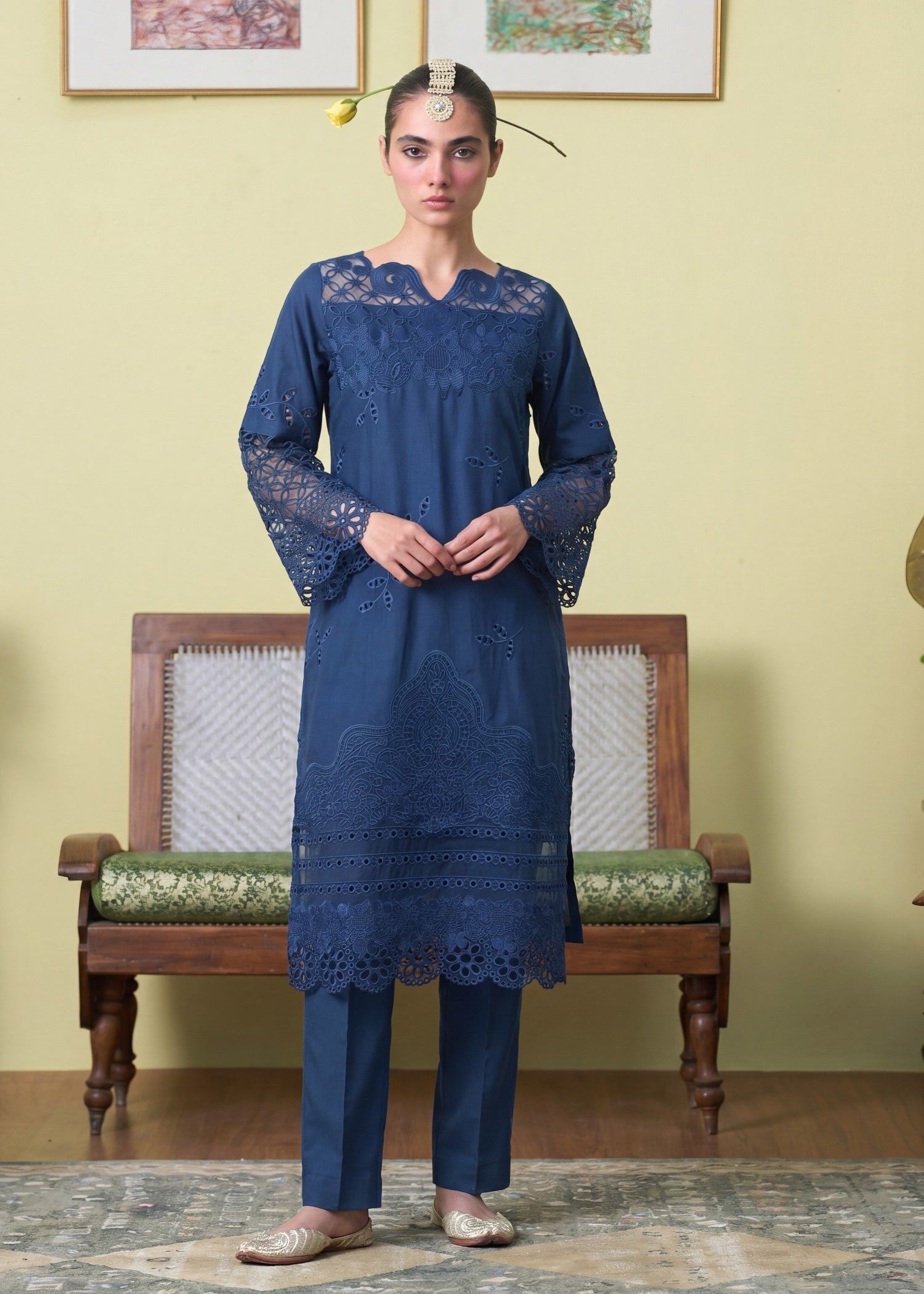 Lawn Kurta Set in Blue