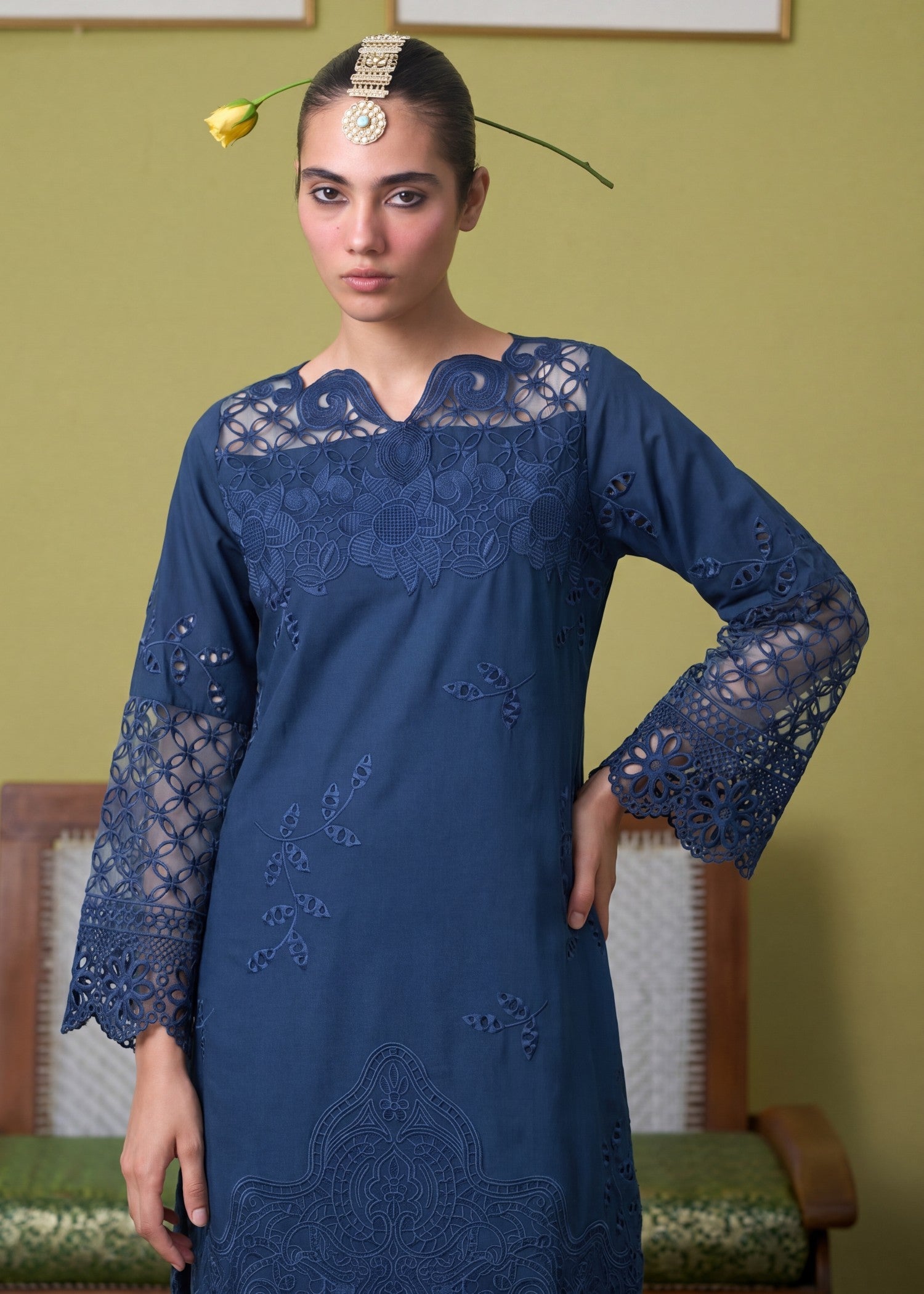 Lawn Kurta Set in Blue
