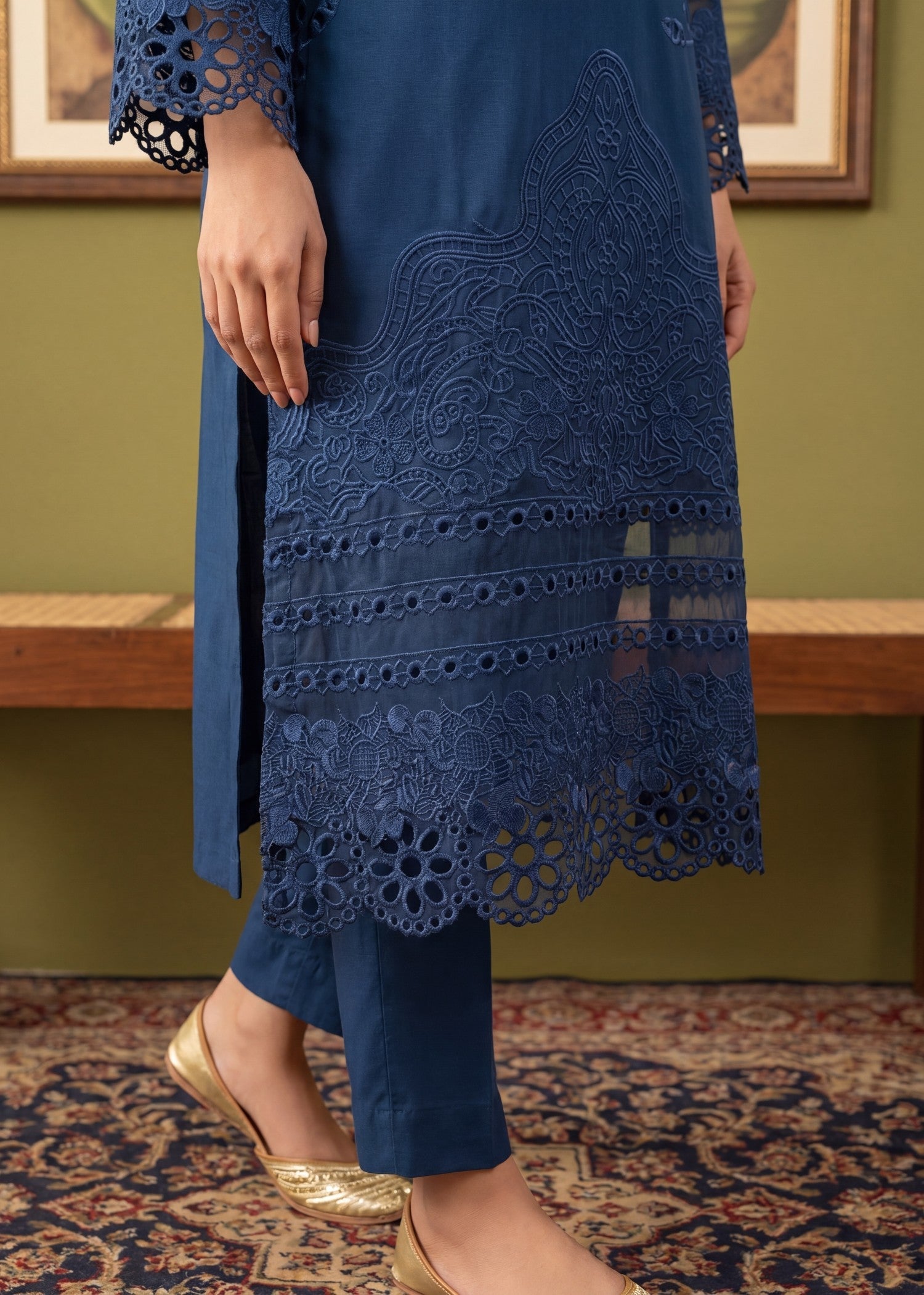 Lawn Kurta Set in Blue