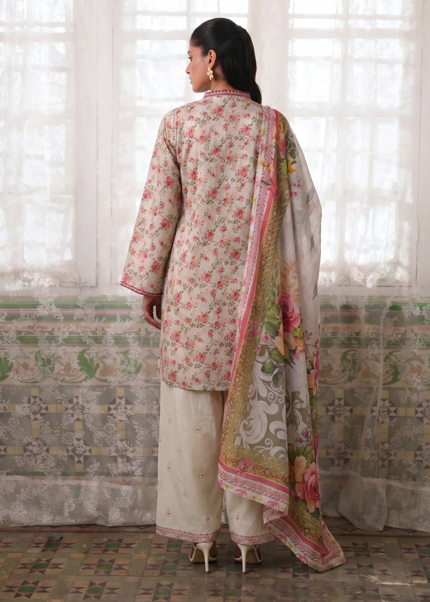 Lawn Kurta Set in Ivory