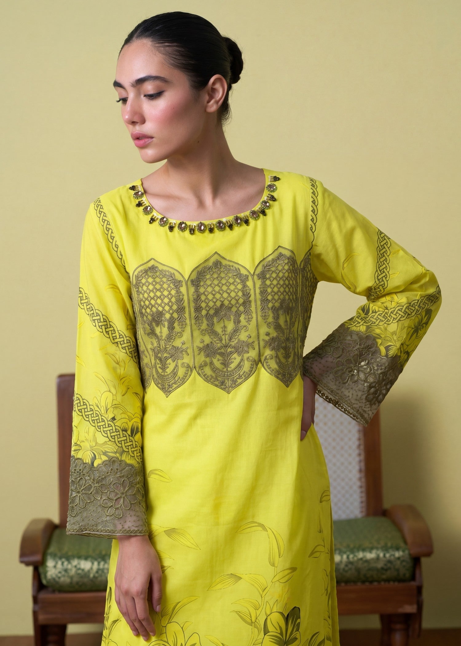 Lawn Kurta Set in Lemon