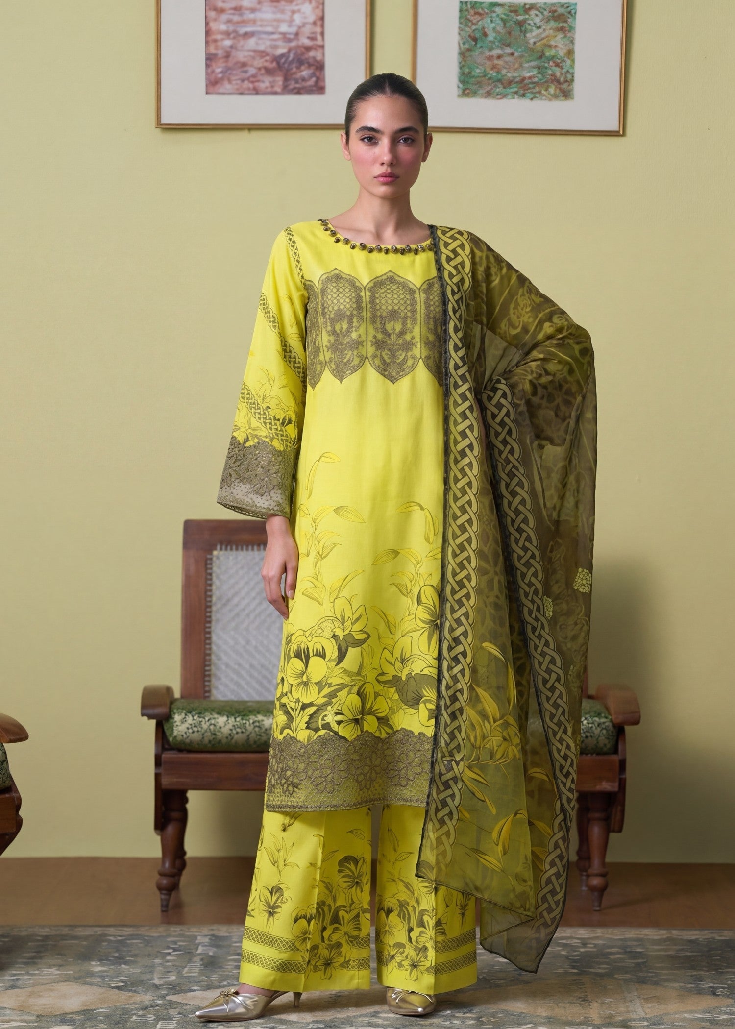Lawn Kurta Set in Lemon