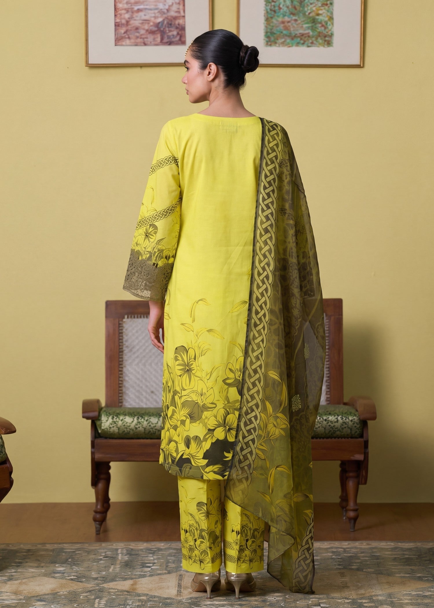 Lawn Kurta Set in Lemon