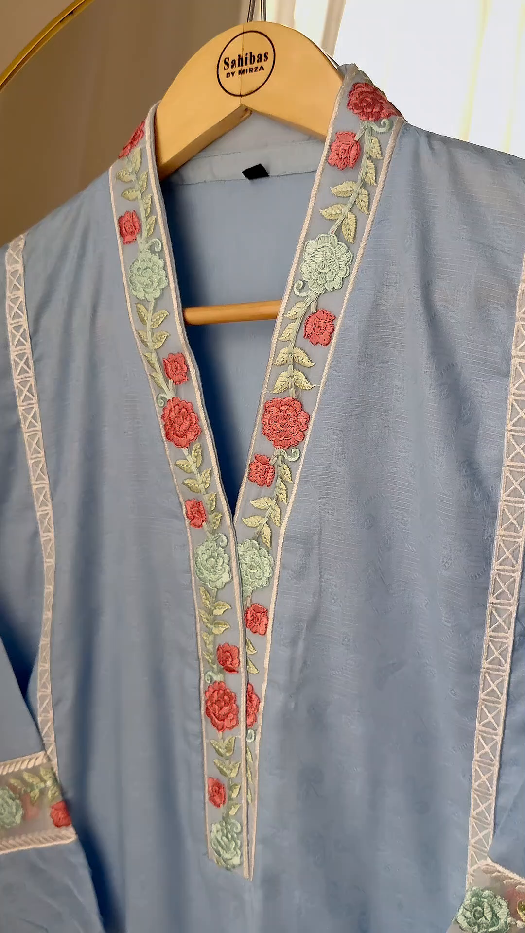 Textured lawn Kurta Set in Sky blue