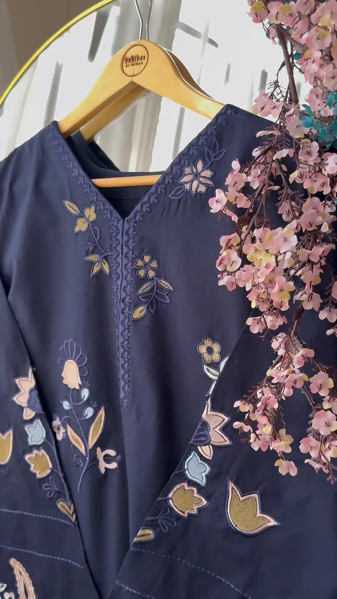 Lawn Kurta Set in Navy blue