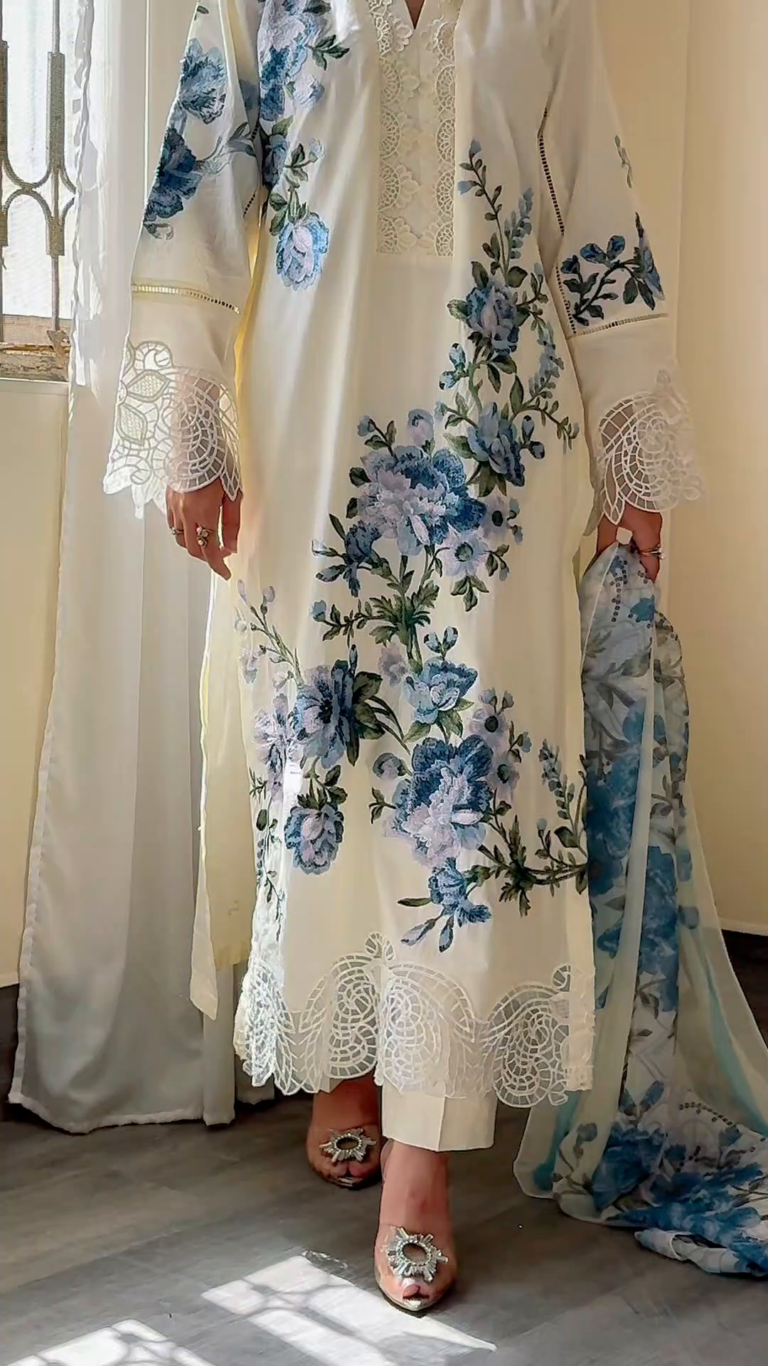 Lawn Kurta Set in White
