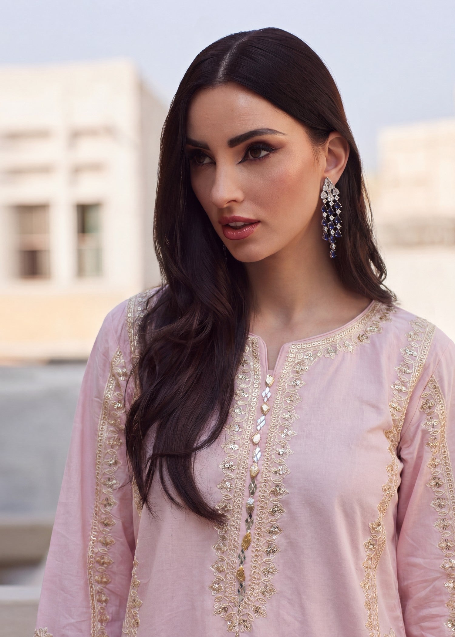 Lawn Kurta Set in Baby pink