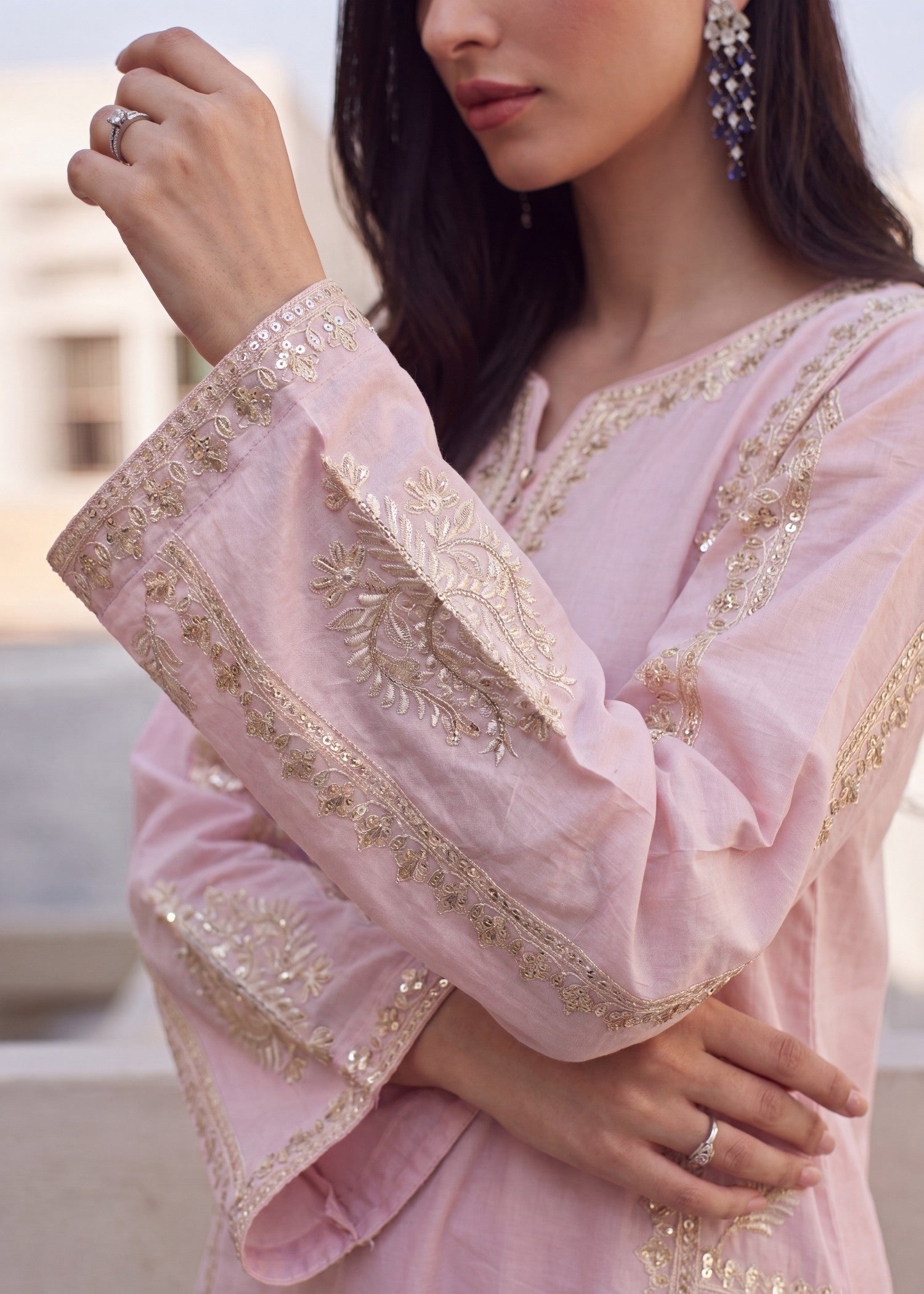 Lawn Kurta Set in Baby pink
