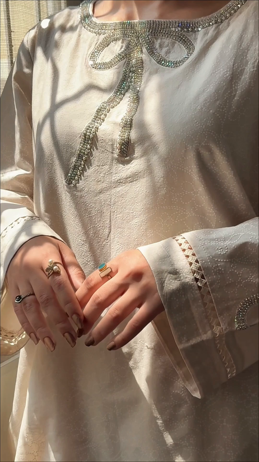 Lawn Kurta Set in Off-white