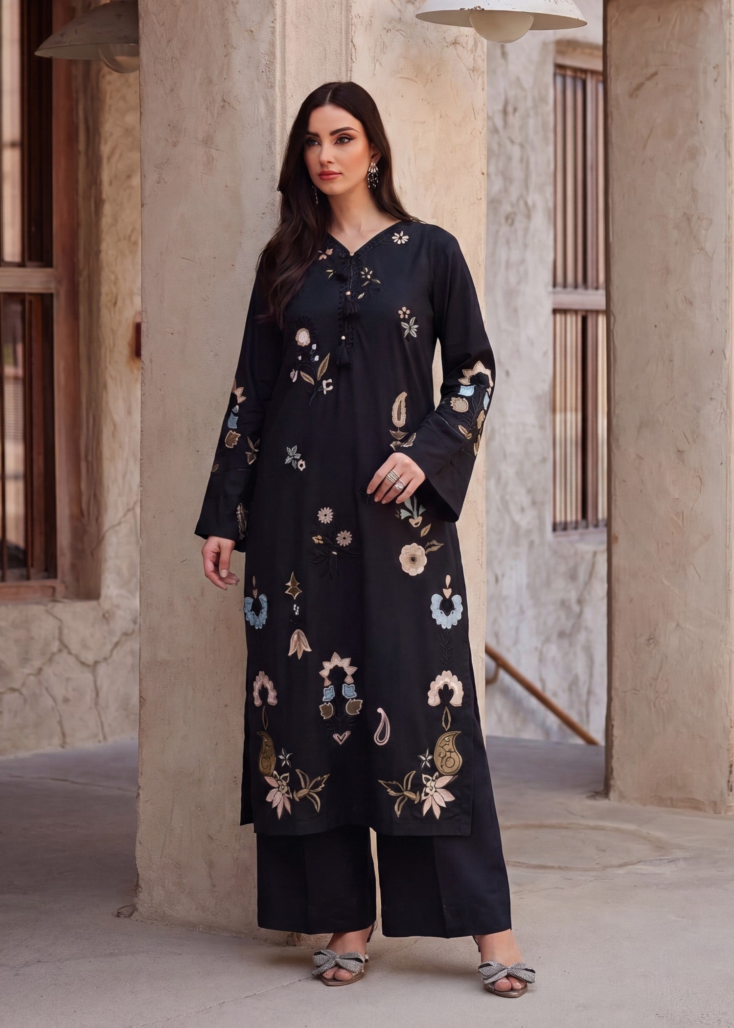 Lawn Kurta Set in Black