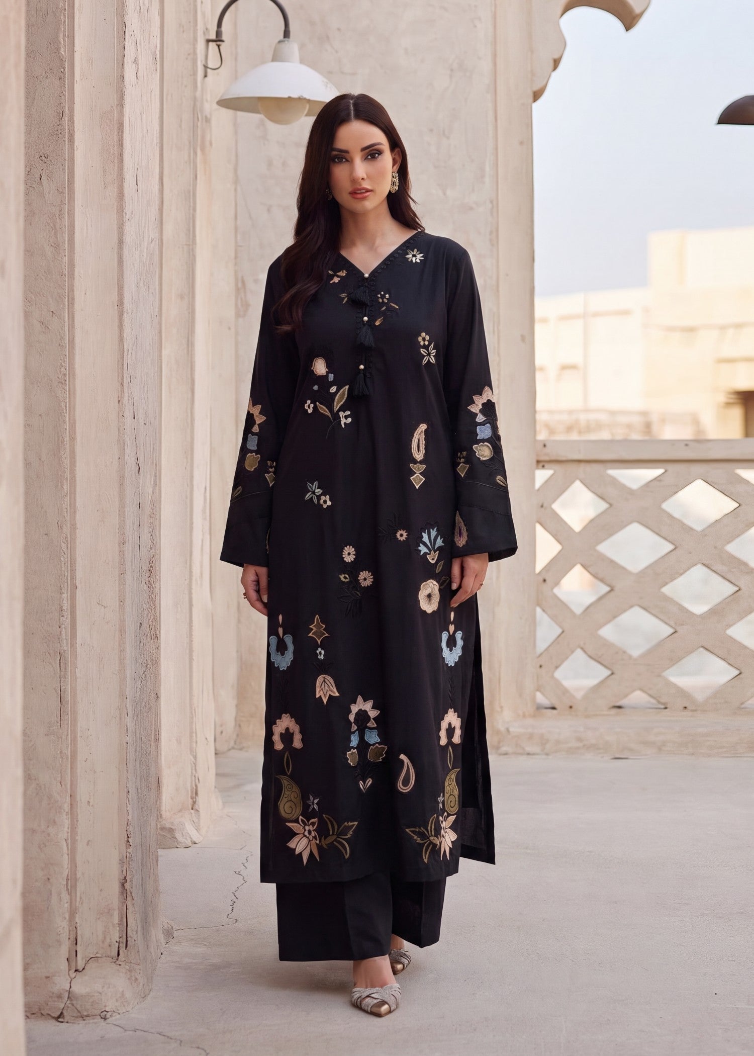 Lawn Kurta Set in Black