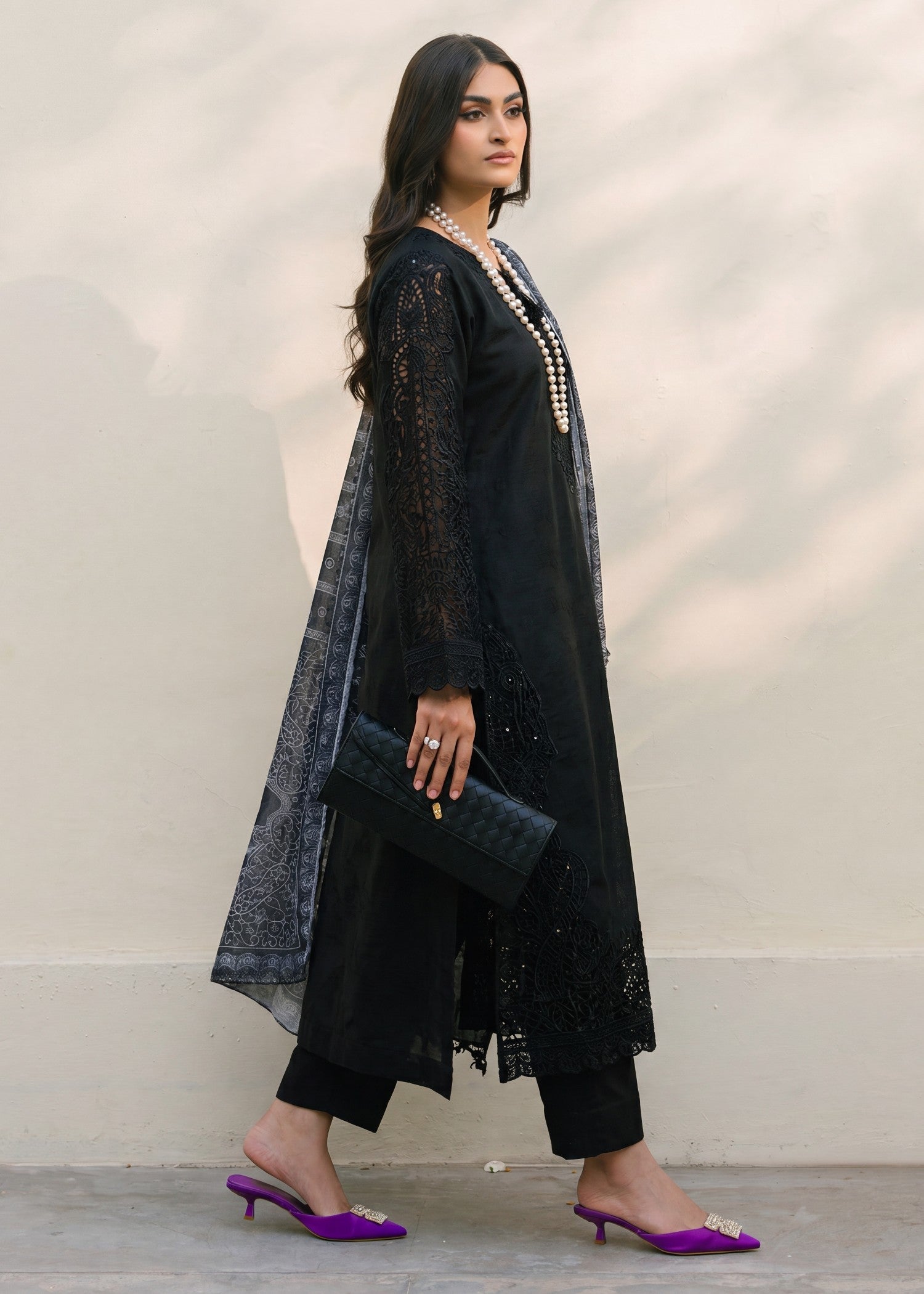Lawn Kurta Set in Black