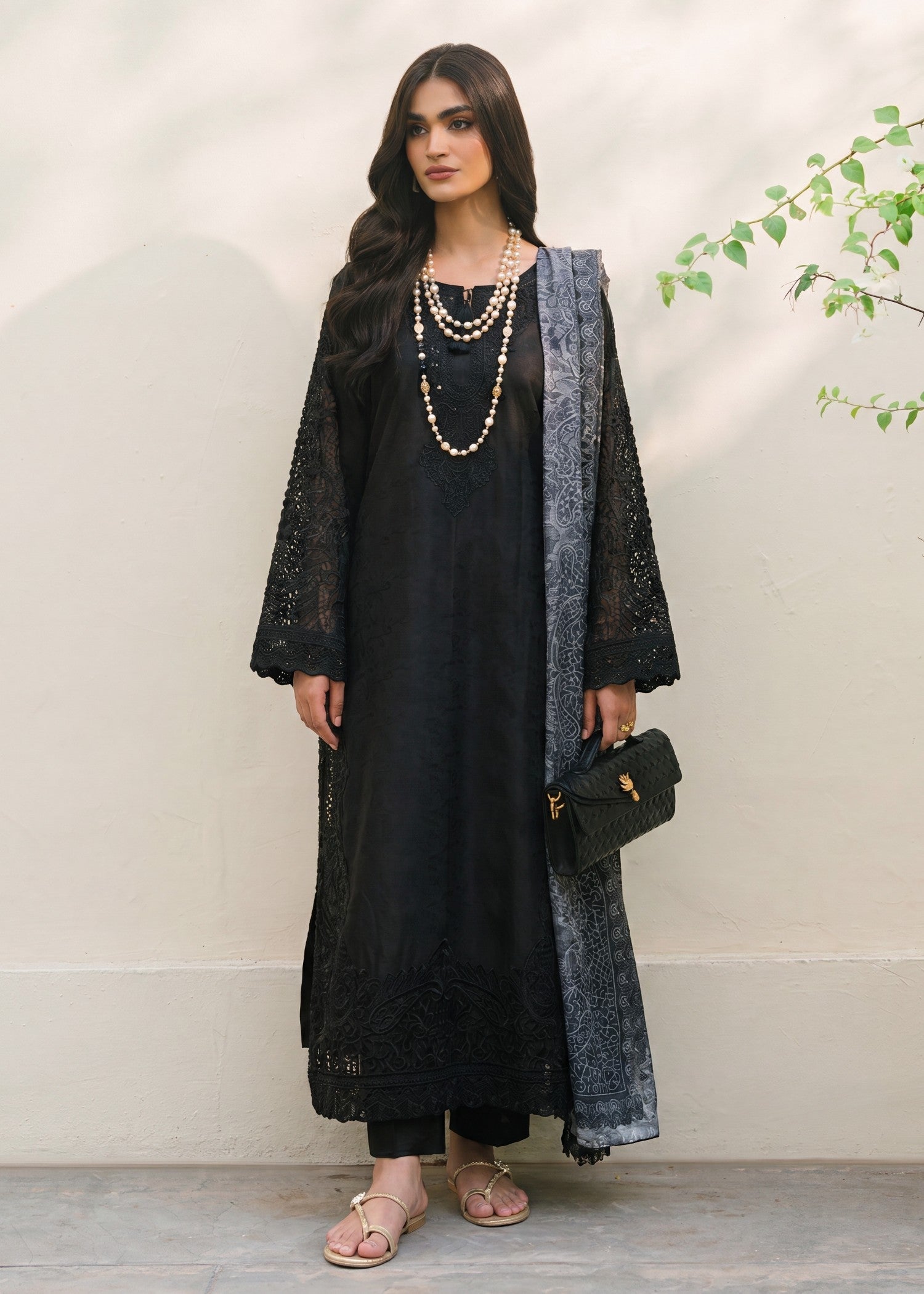 Lawn Kurta Set in Black