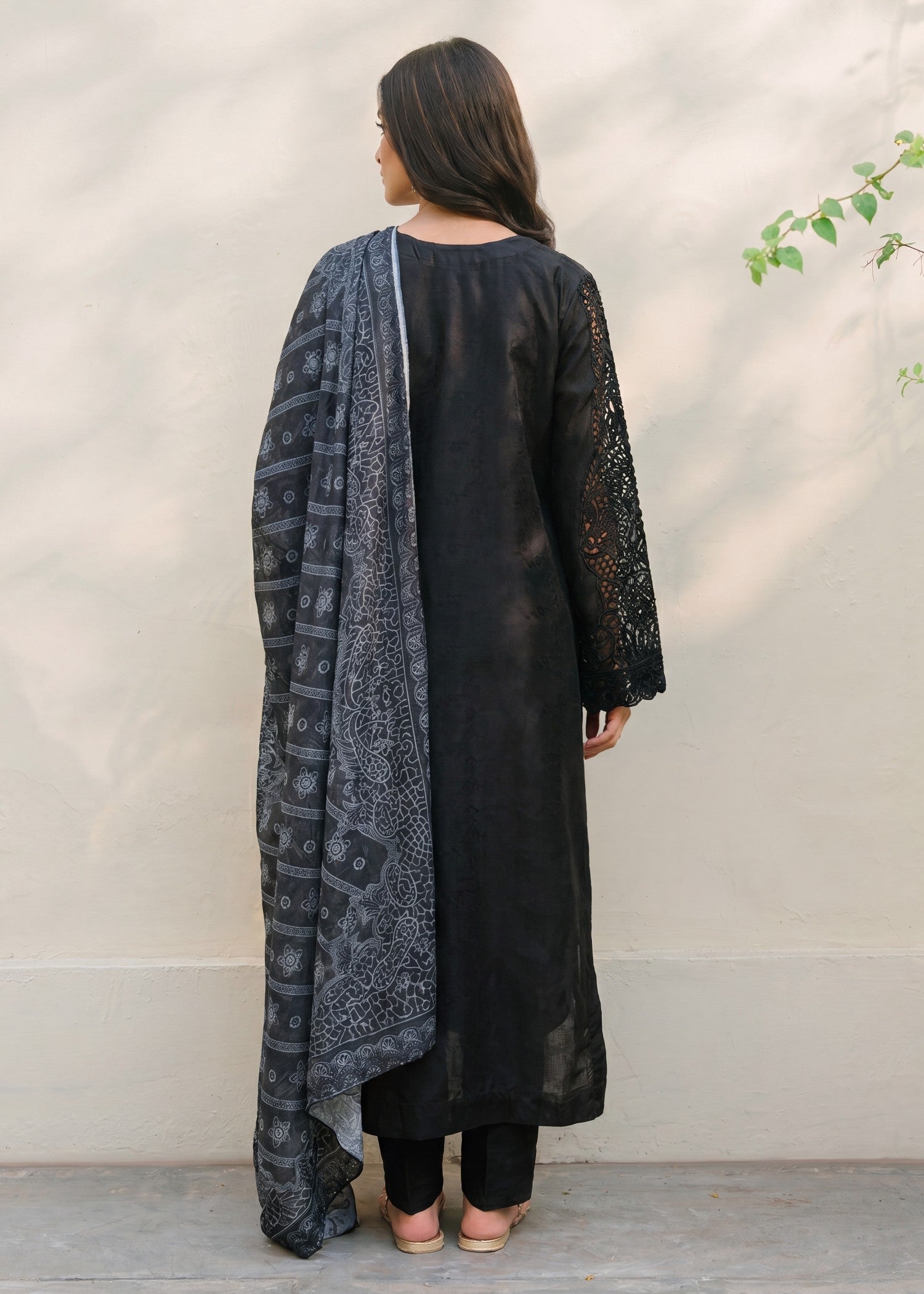 Lawn Kurta Set in Black