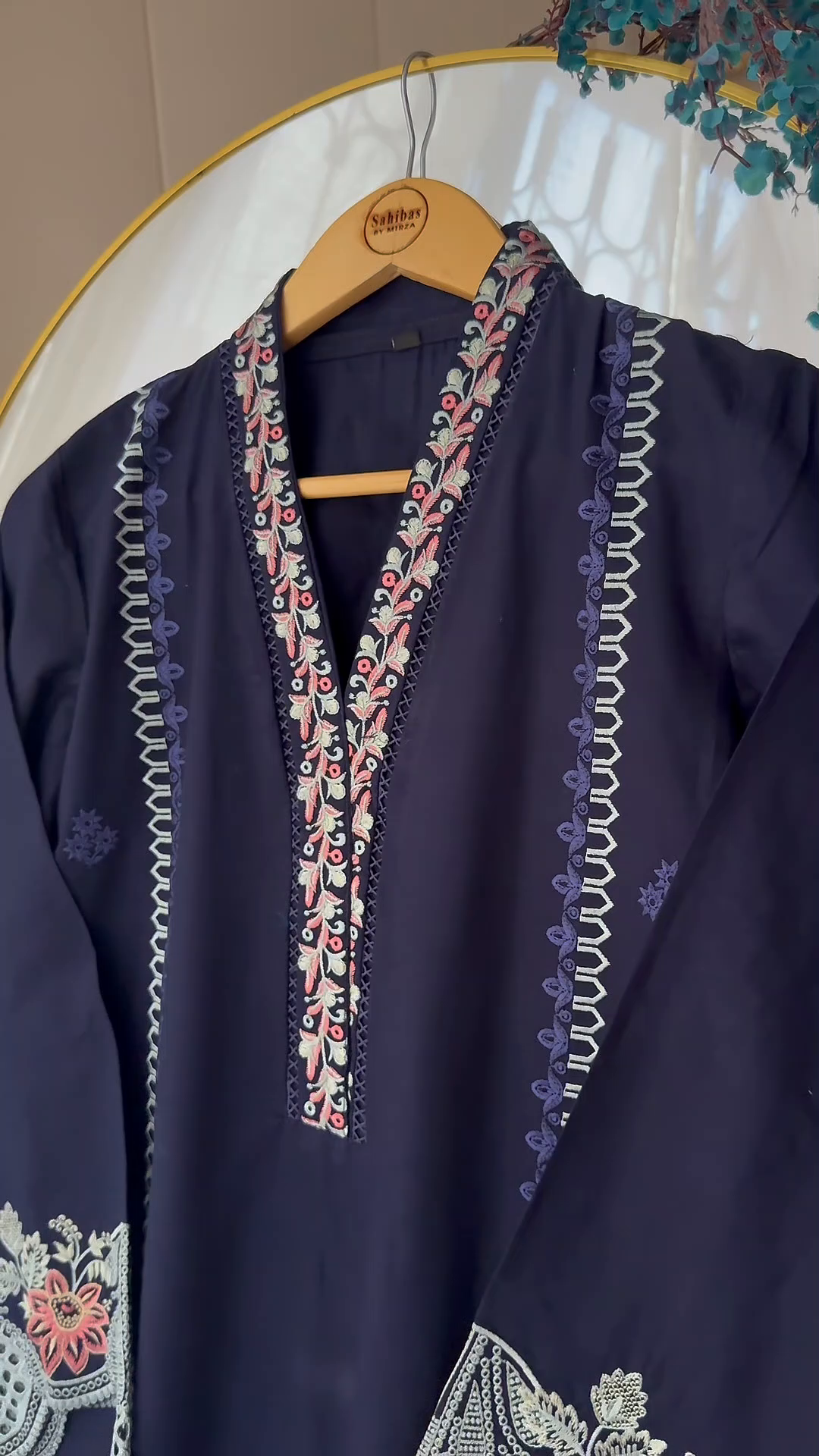 Lawn Kurta Set in Navy blue