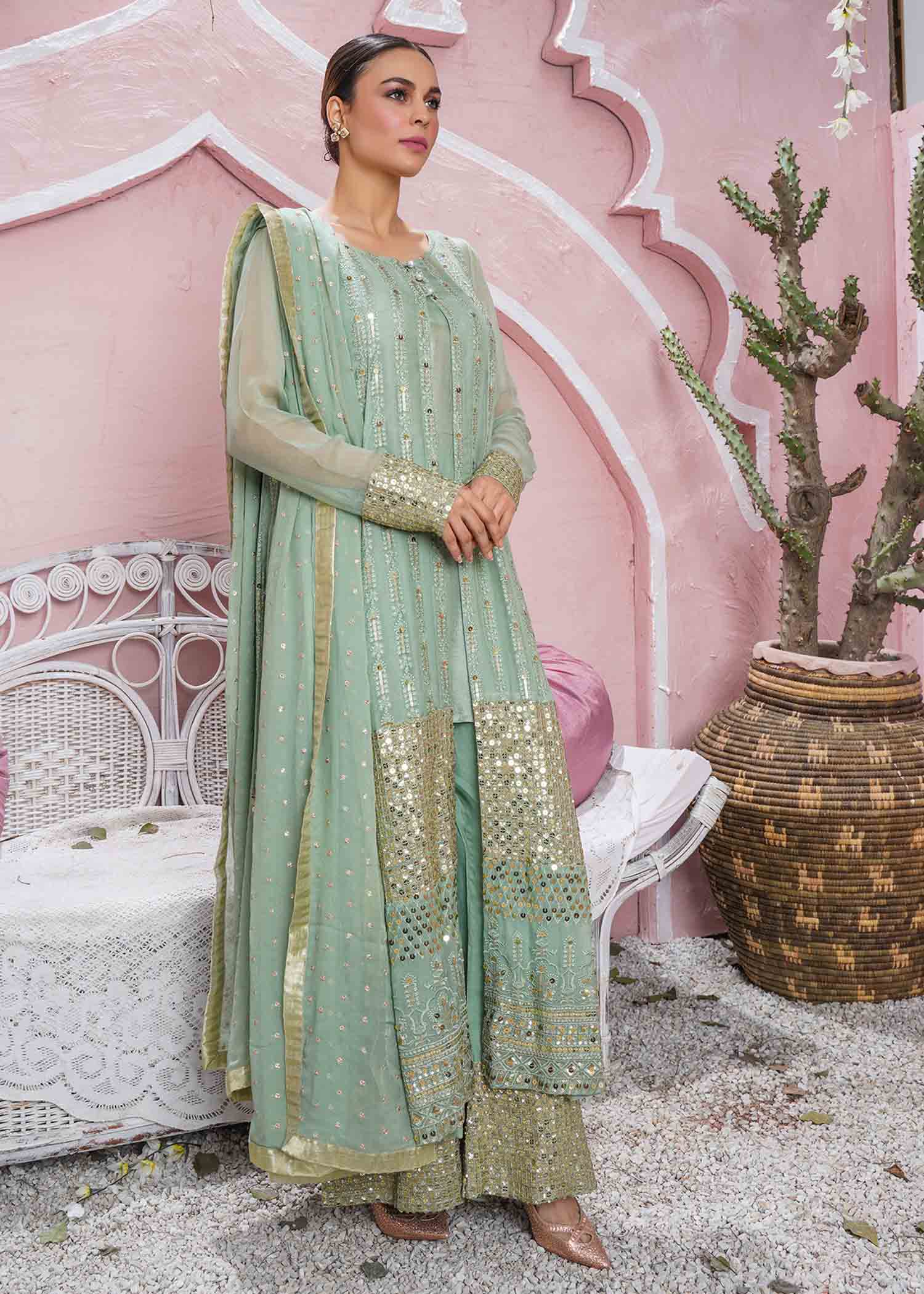 Rang-e-Haya Anchal / Mint Green