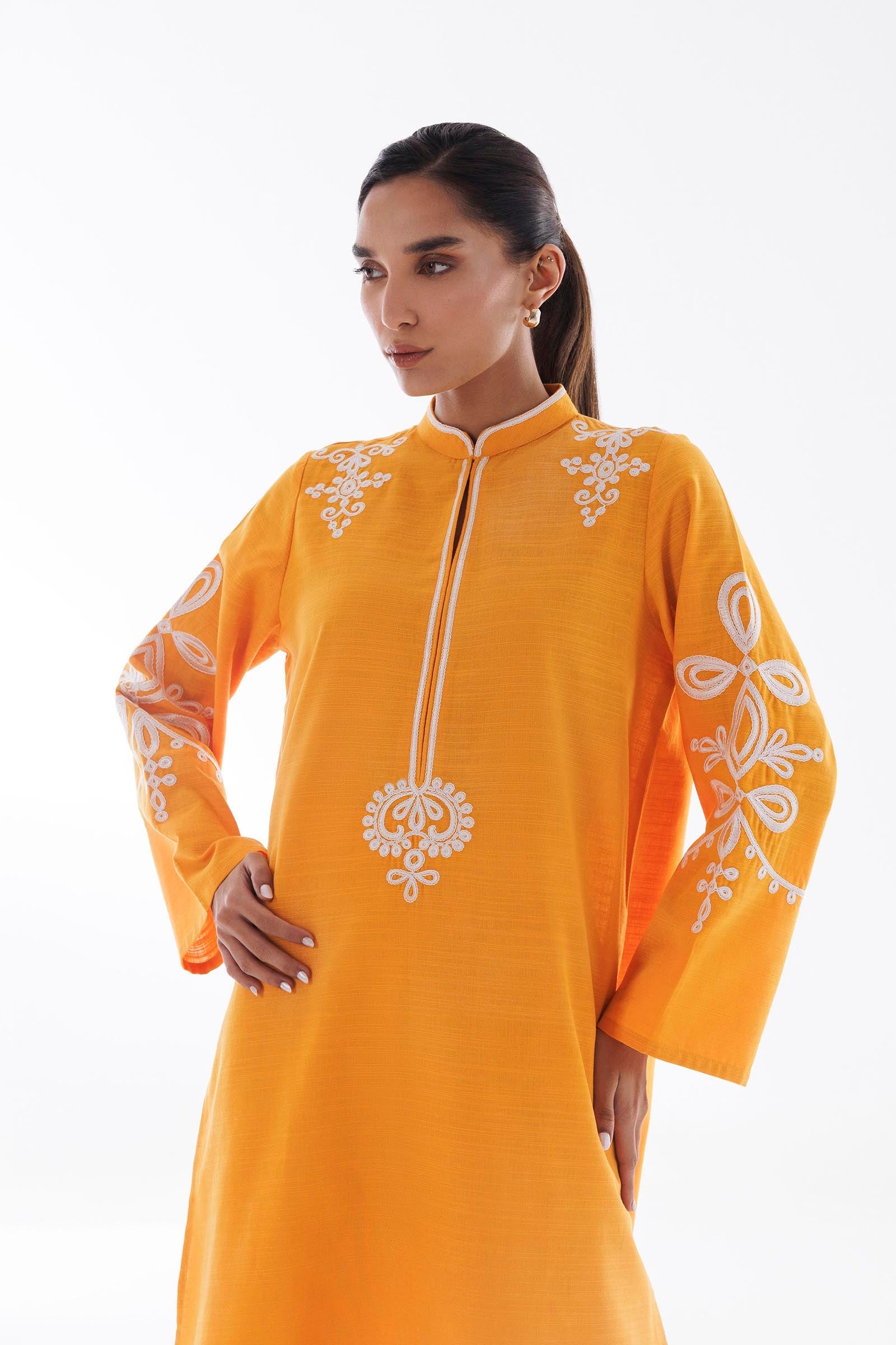 Stitched Embroidered Slub Khaddar Shirt - FW25ESE981